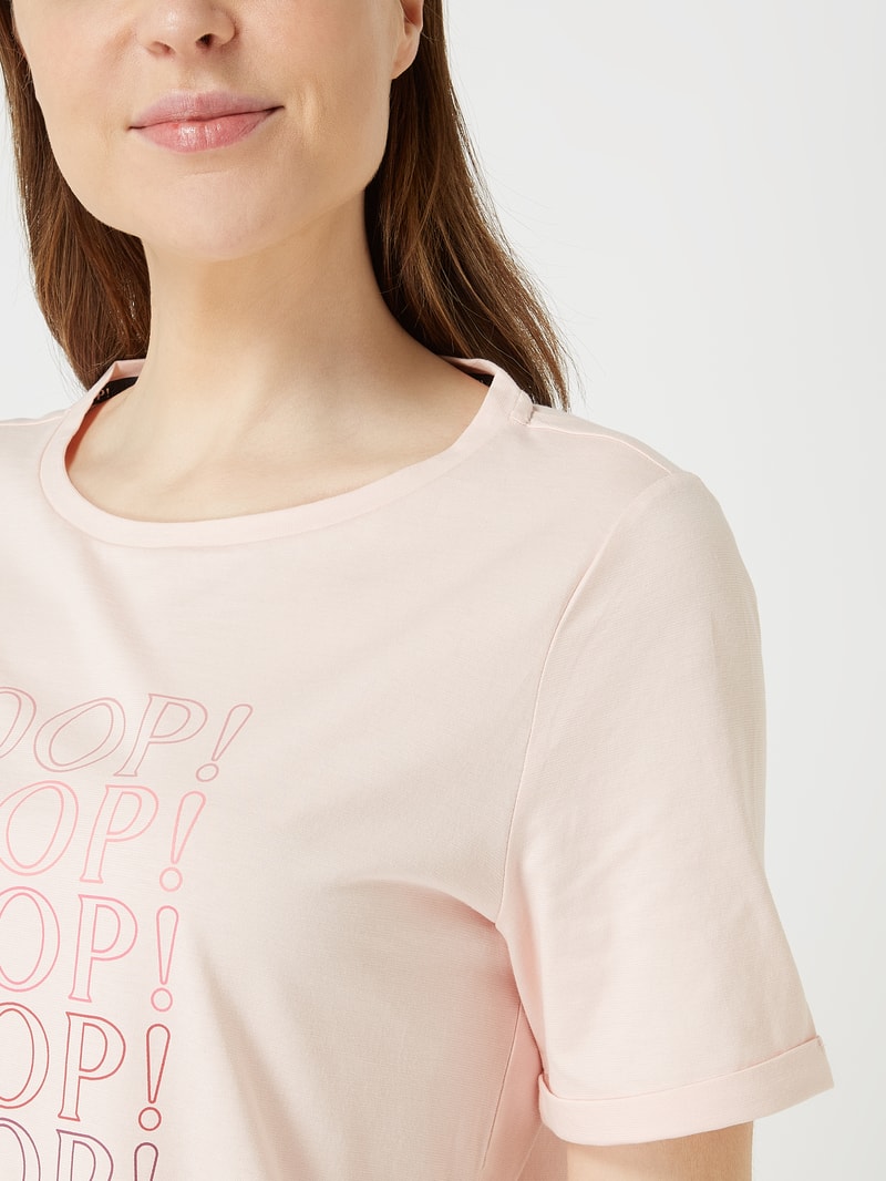 Pyjama-Oberteil mit Logo-Print in hellrosa