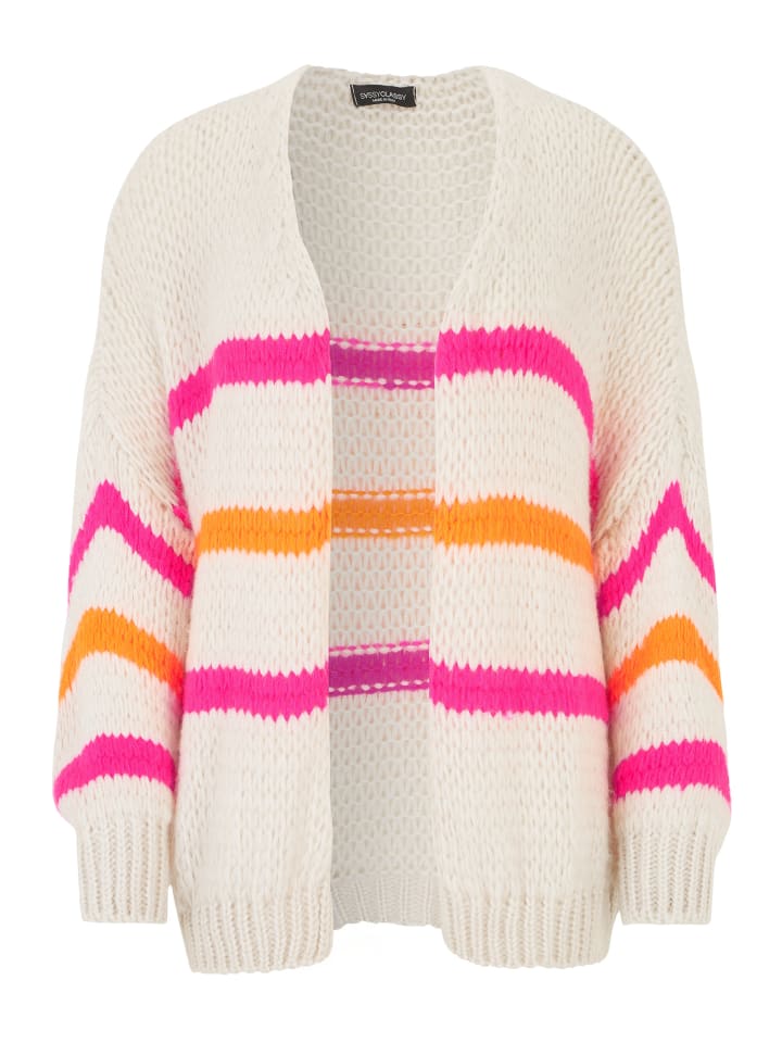 SASSYCLASSY Oversize Strick-Cardigan in Offwhite, Pink günstig kaufen