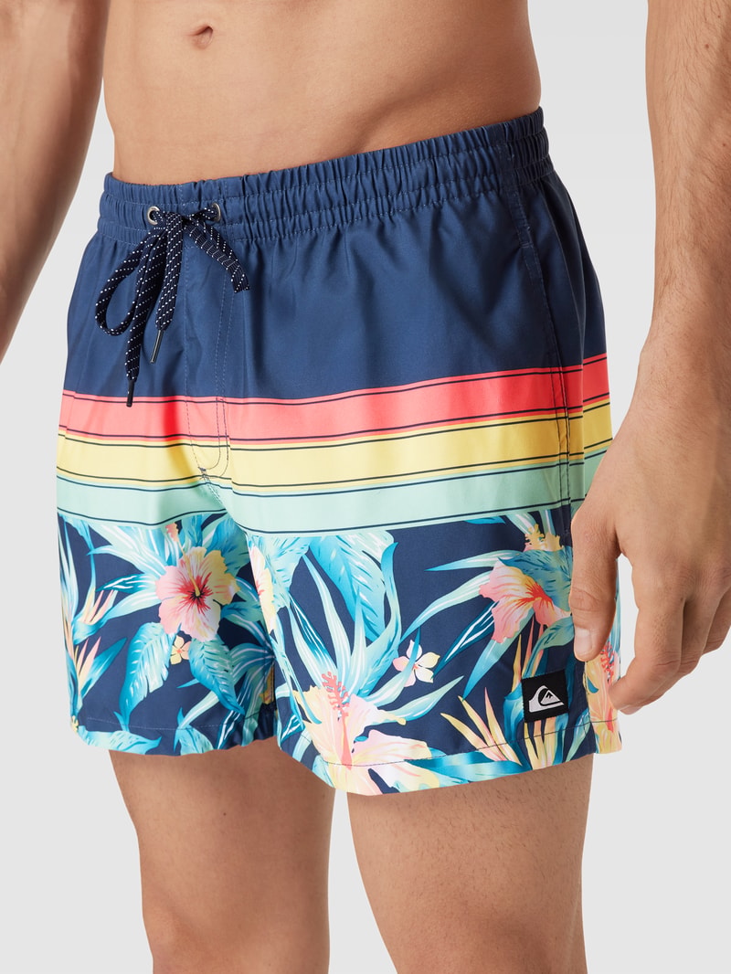 Badehose mit Allover-Muster Modell 'SPORT' in blau