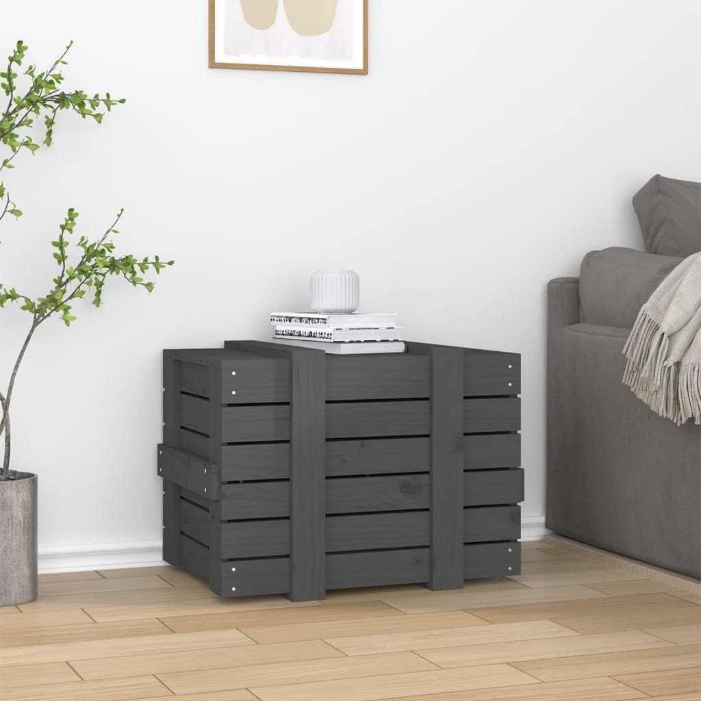 vidaXL Aufbewahrungsbox Truhe Grau 58x40,5x42 cm Massivholz Kiefer (1 St)