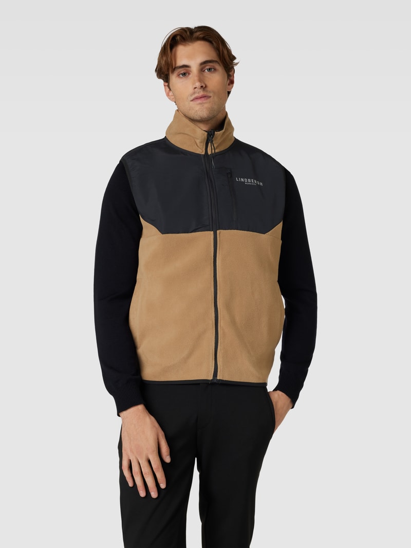 Weste in Two-Tone-Machart in beige
