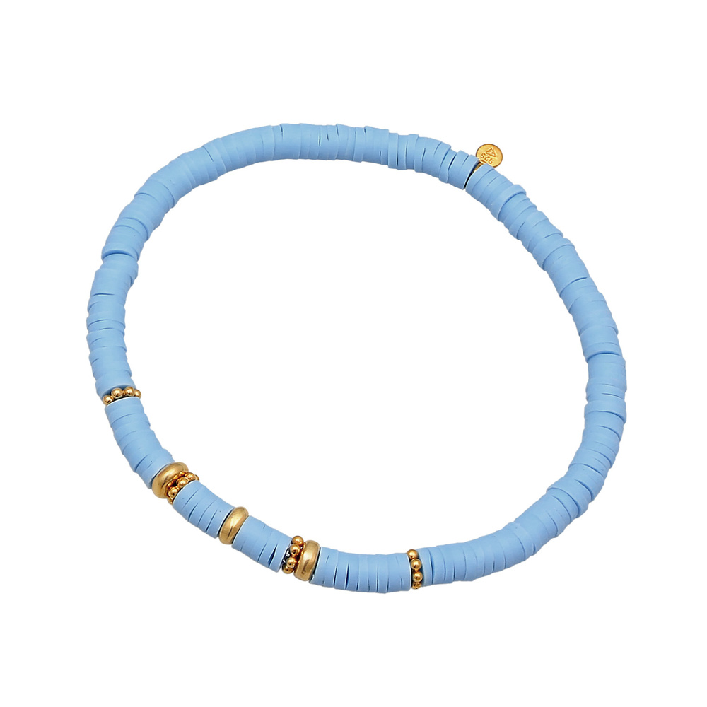 Elli Elli Bracelet Femmes Perles Heishi Perles Bleu en argent sterling 925 plaqué or Bracelet
