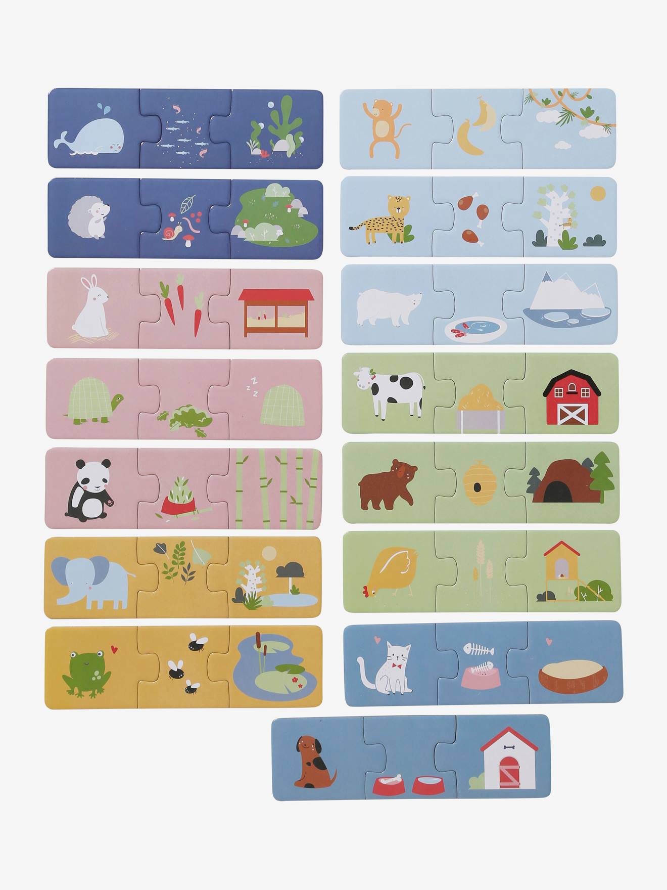 Vertbaudet Kinder Kombinations-Puzzle, Tiere - mehrfarbig