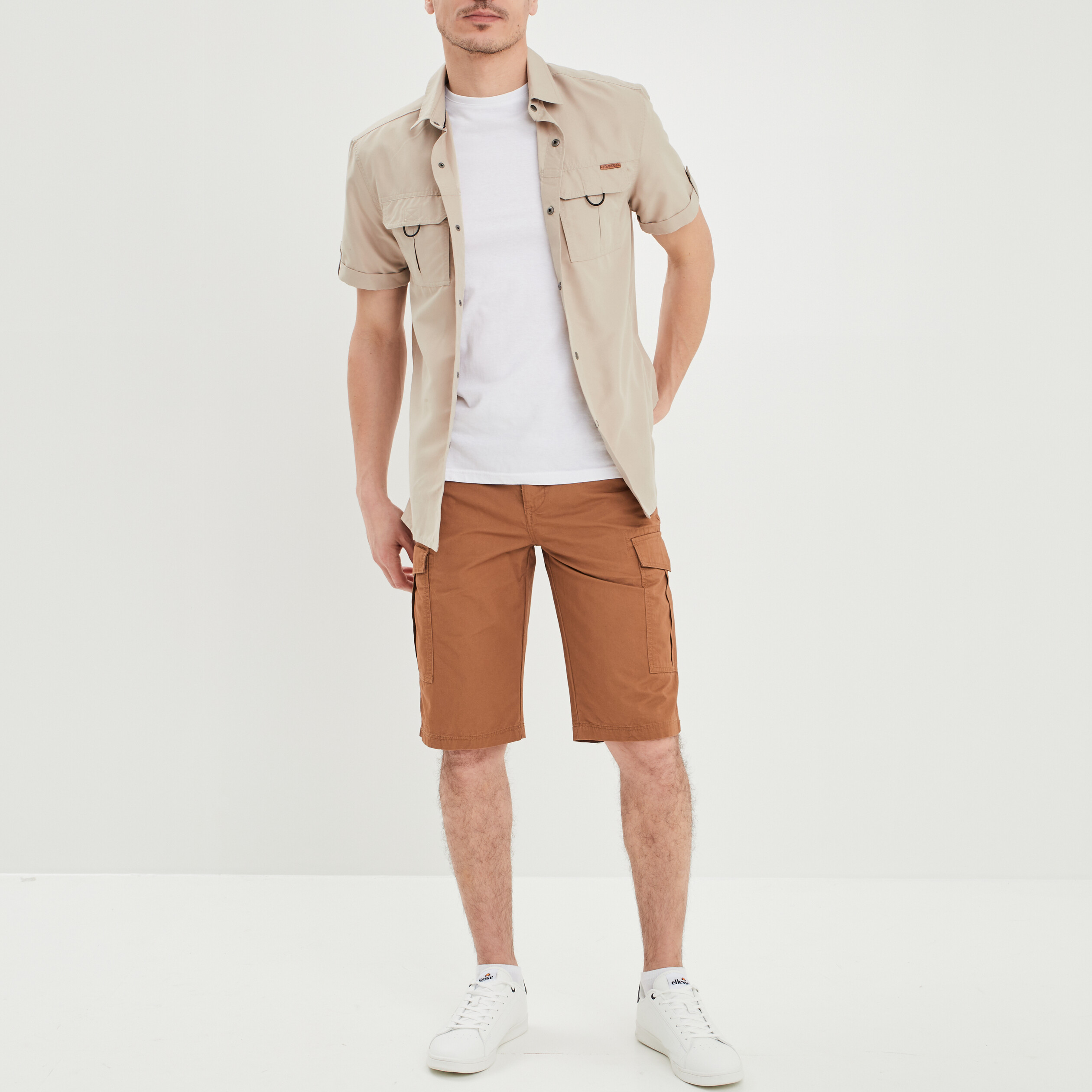 Bermuda cargo ceinturé marron clair homme | La Halle