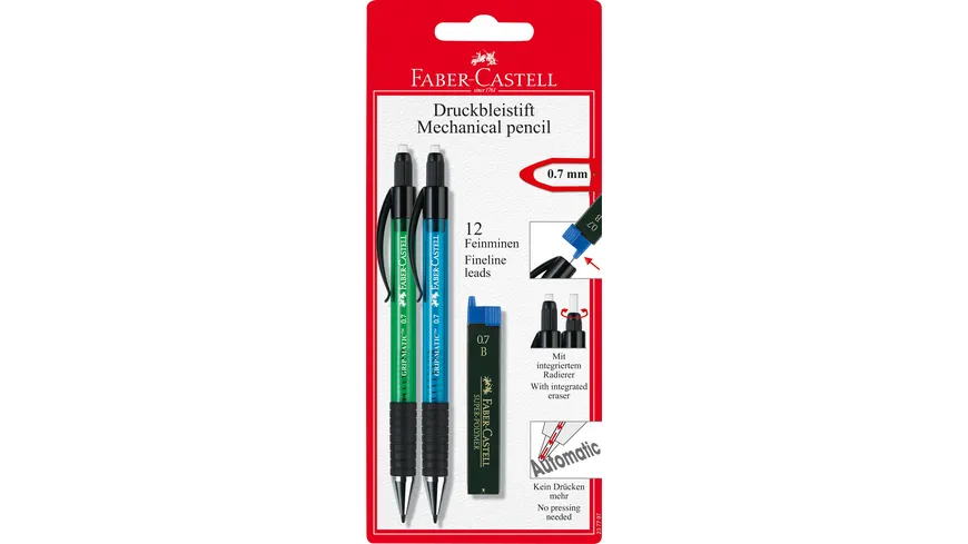 FABER-CASTELL Druckbleistift Grip-Matic 1377 + 12 Minen