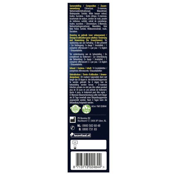 Lucovitaal D-Mannose Bladder Infection Effervescent Tablets Medical device