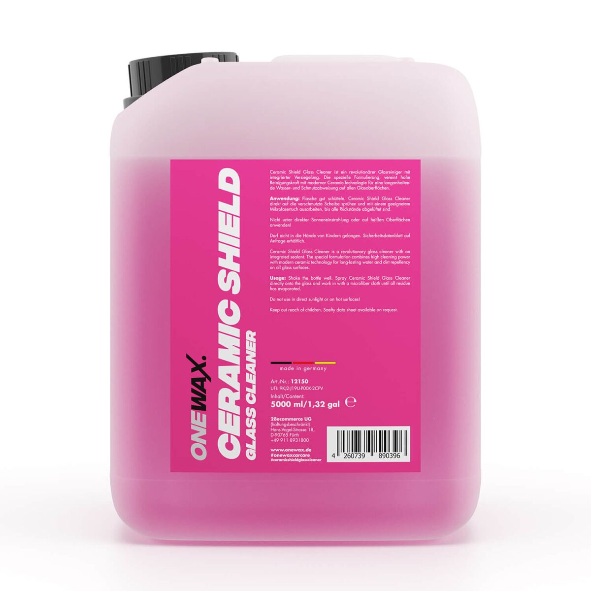 ONEWAX Ceramic Shield SiO2 Glasreiniger 5L