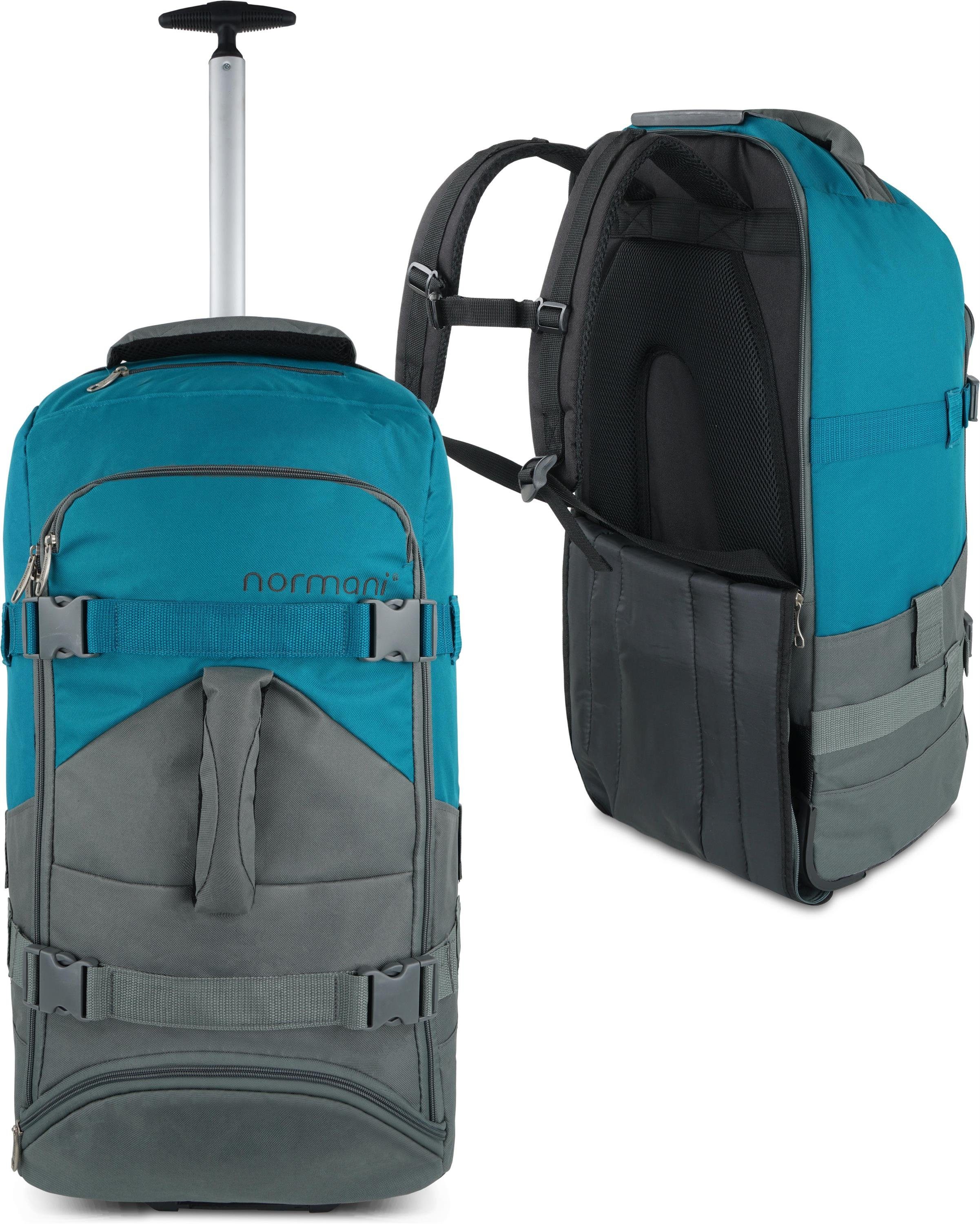normani Reisetasche Reisetasche mit 5 passenden Kleidertaschen Melano, 2-in-1 - Rucksack und Trolley