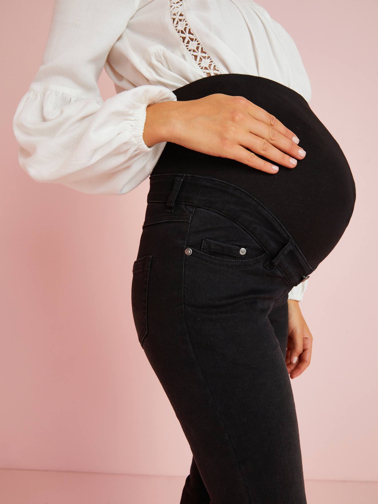 Vertbaudet Gerade Umstandsjeans, Schrittlänge 85 cm - schwarz