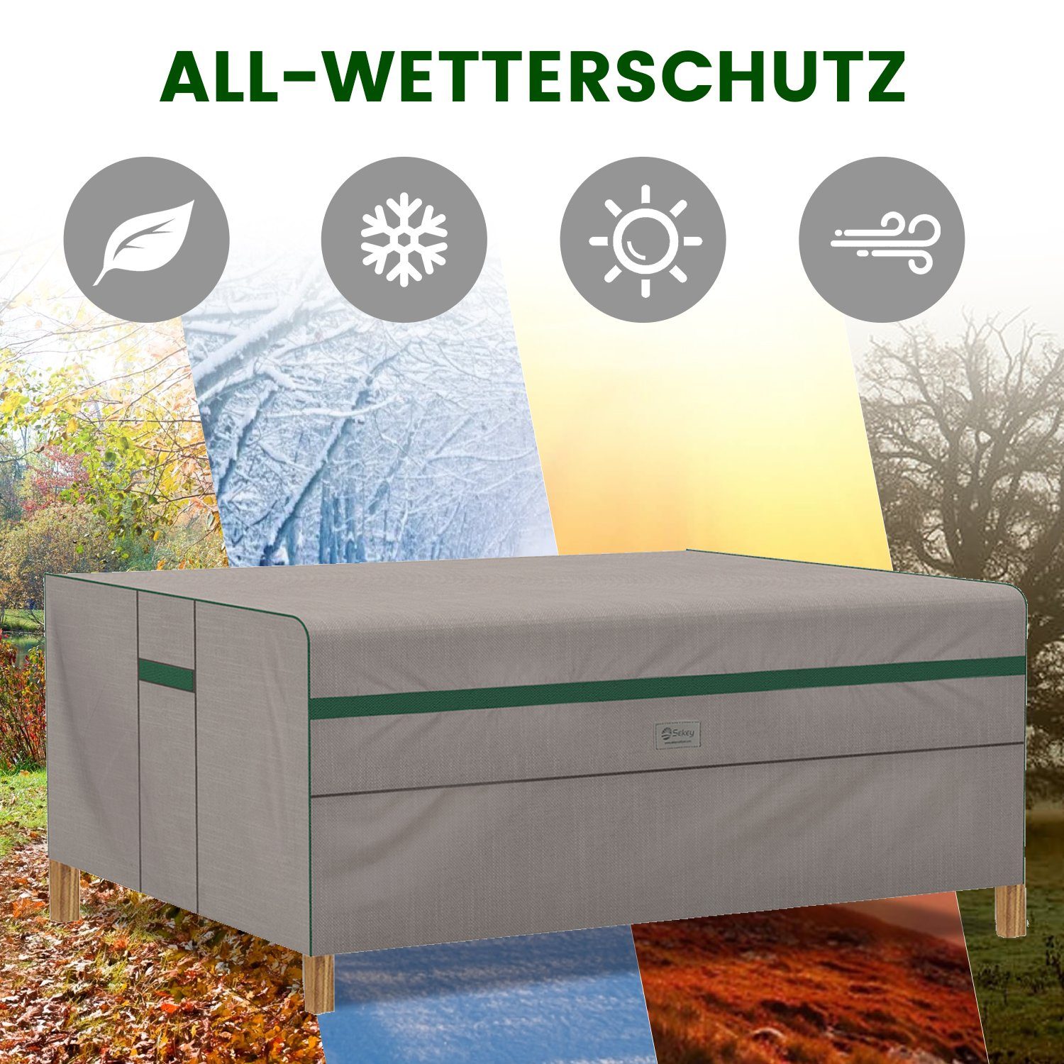Sekey Gartenmöbel-Schutzhülle Gartenmöbel Abdeckungen Wasserdicht, aus 210D Oxford, Abdeckungen, Geeignet für 123 x 60 x 74 cm Poly Rattan
