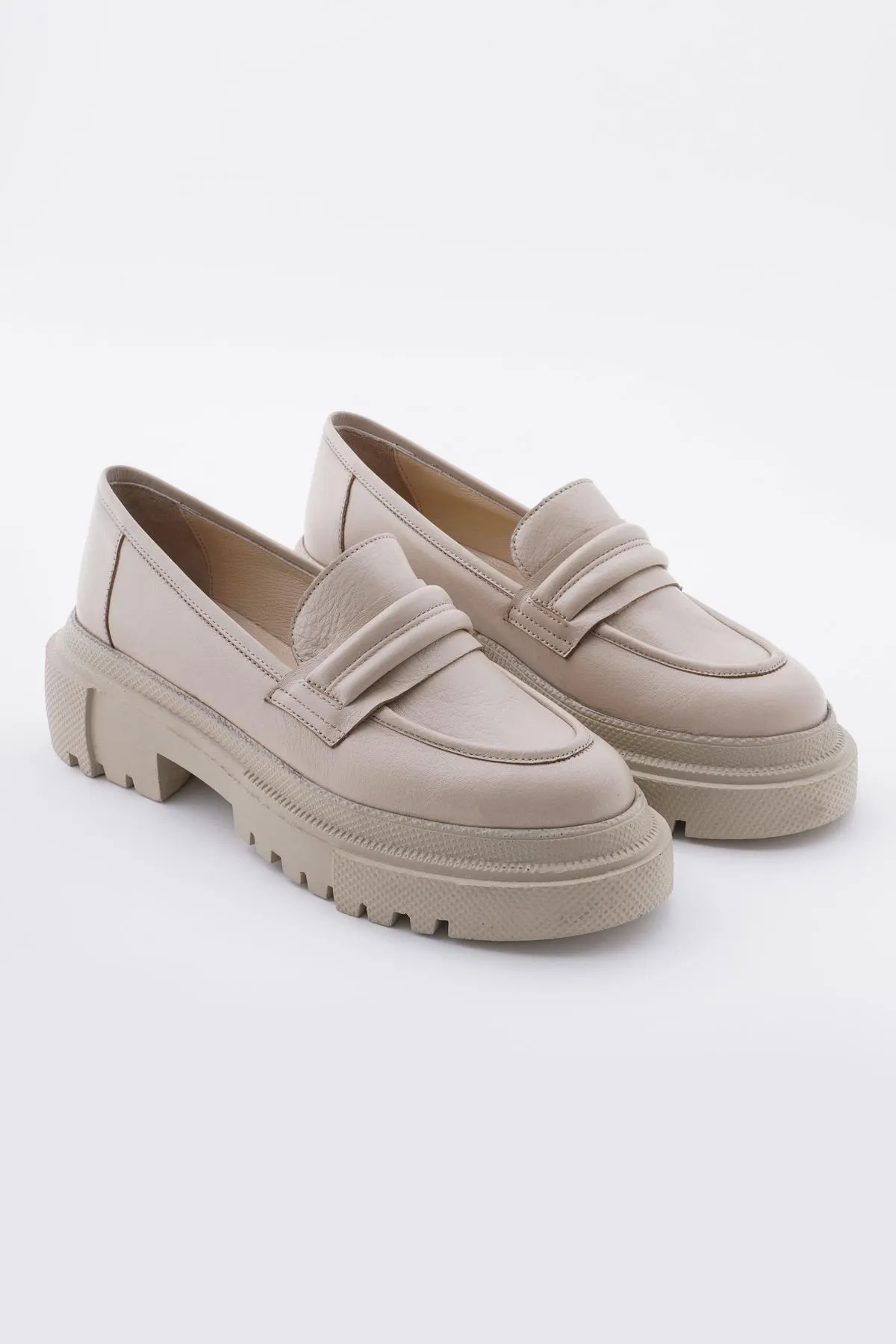 CZ London  Damen-Loafer aus echtem Leder mit dicker Sohle und gezacktem Absatz