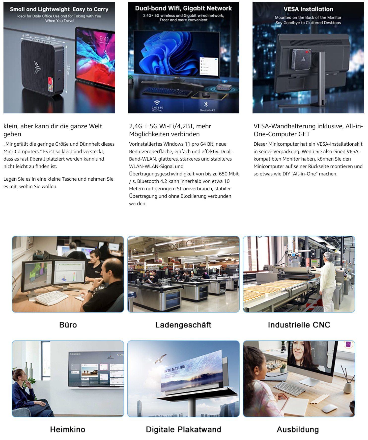 NiPoGi Business Windows Computer Mini Pc Office HomeOffice AMD Ryzen 7 3750H Mini-PC (AMD Ryzen 7, Radeon RX Vega 10, 16 GB RAM, 512 GB SSD, Luftkühlung, Multimedia, Workstation, Gaming Pc, Laptop, Zocker)