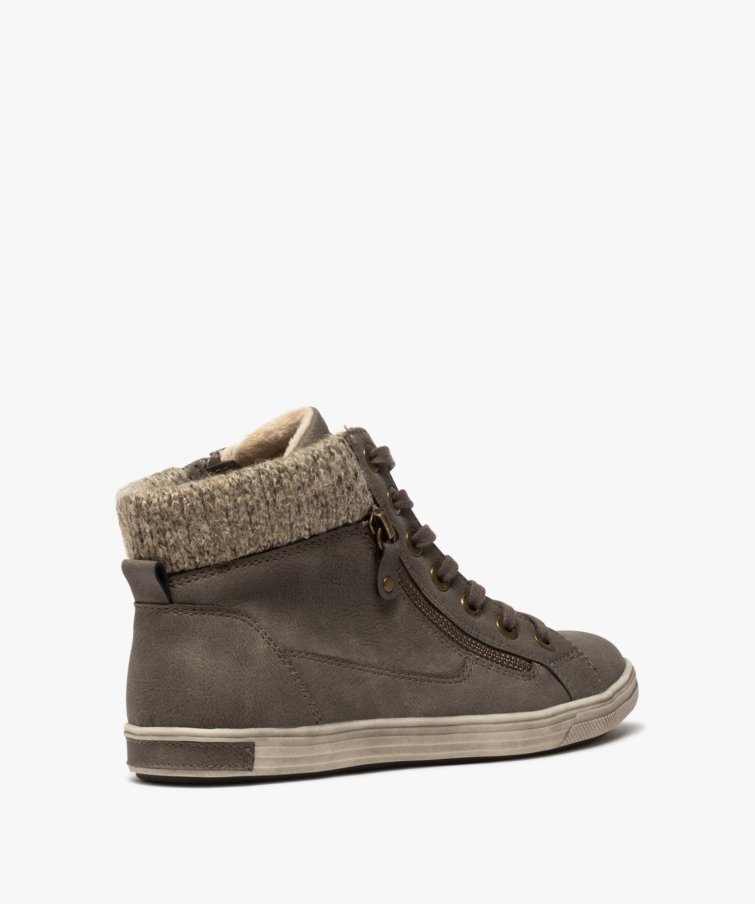 Baskets femme semi-montantes à col chaussette gris | GEMO