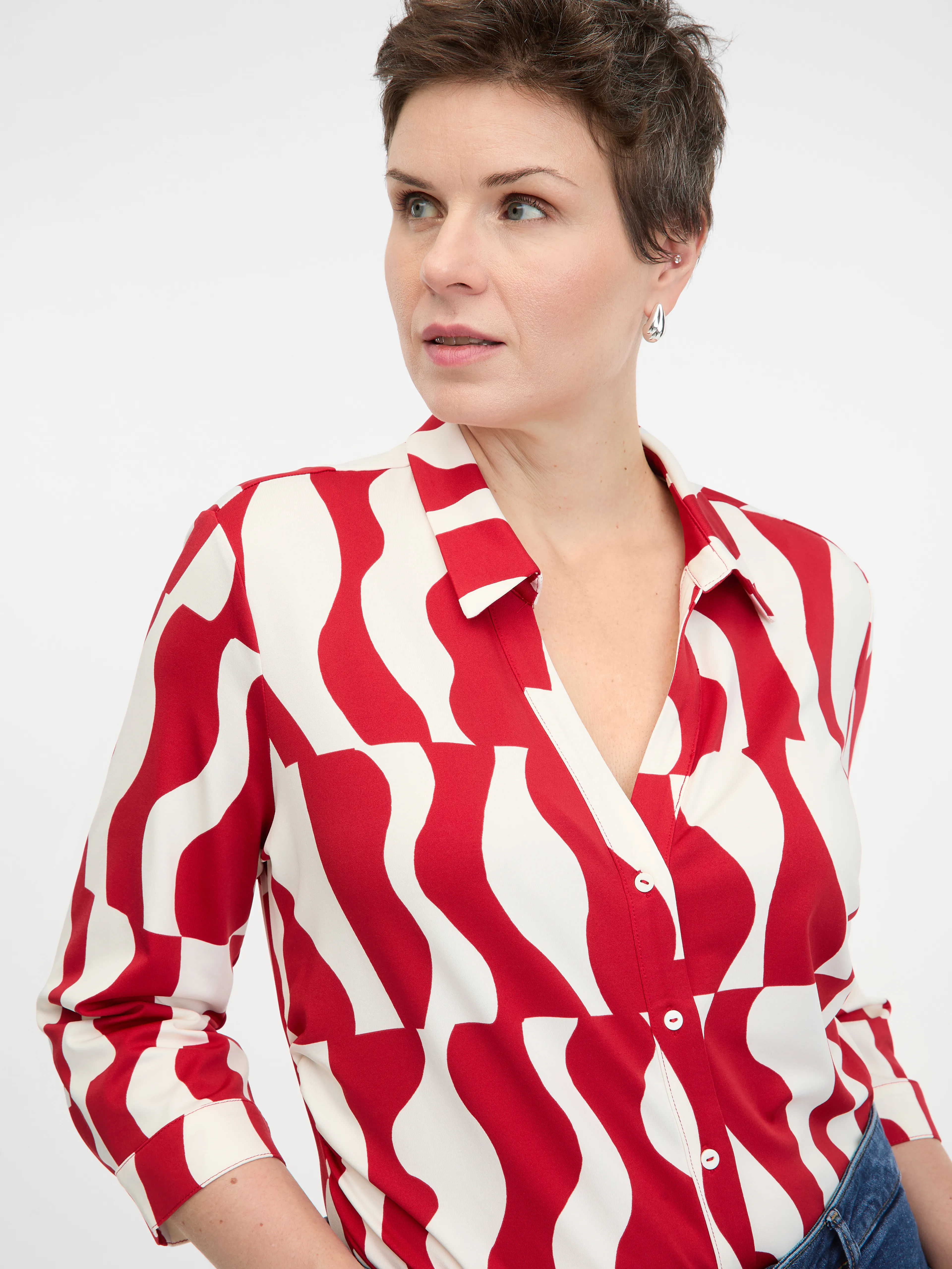 Rote Damenbluse mit Kragen ORSAY