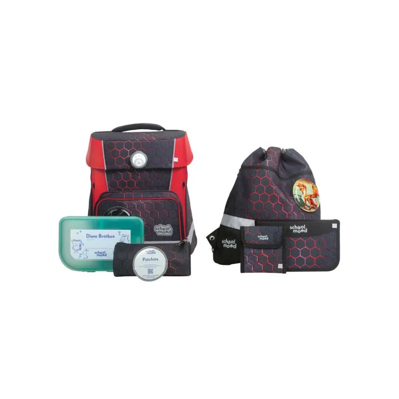 School Mood Champion Maxx 7-teiliges Schulranzen-Set - Mika (Drache)