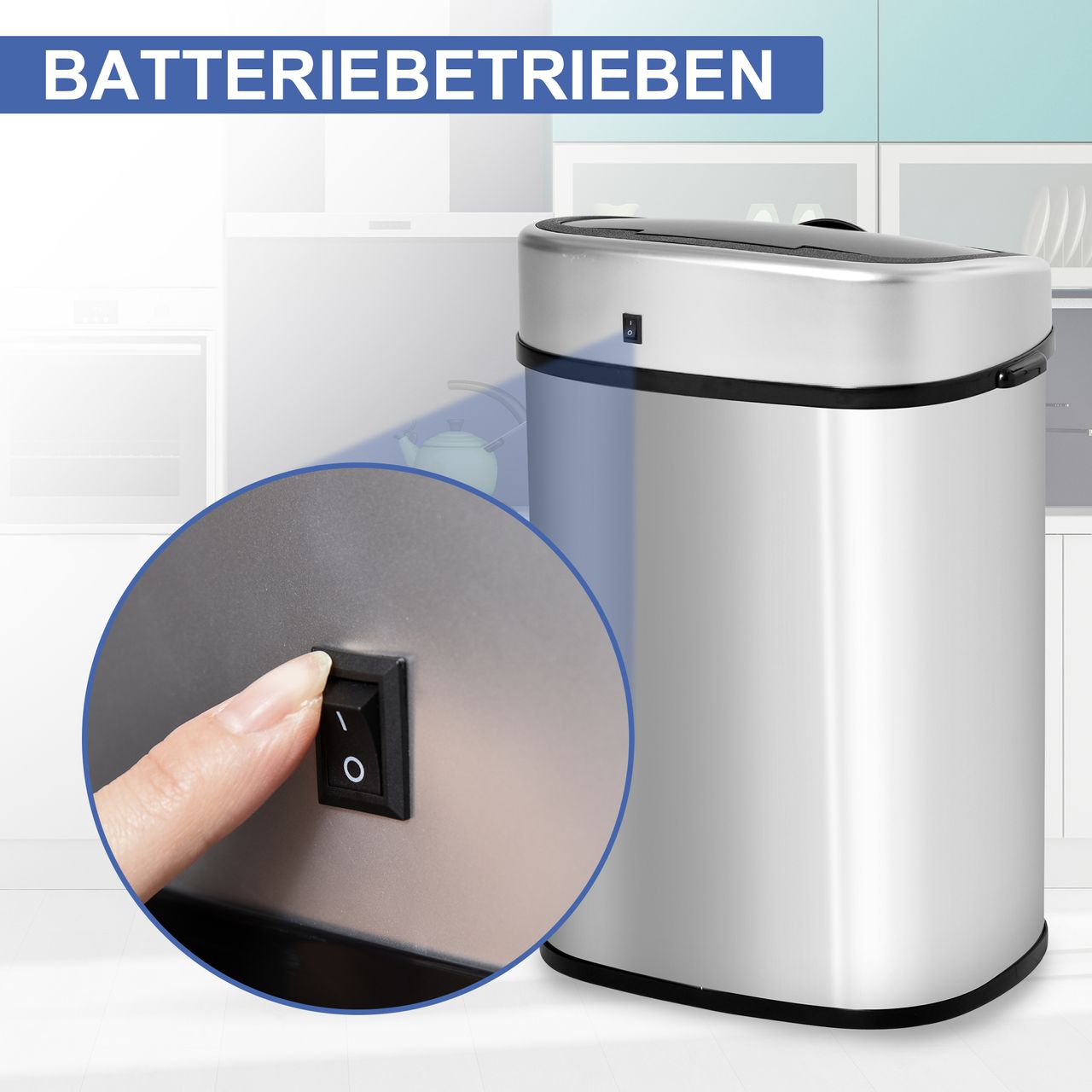 HOMCOM Automatik Mülleimer Abfalleimer mit Infrarotsensor Kücheneimer 48L Silber L40,5 x B29,5 x H57 cm