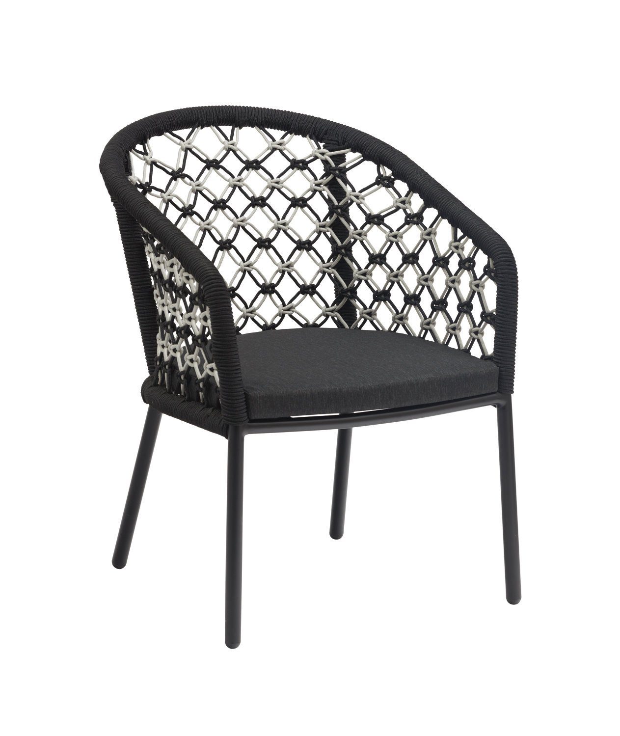 Konway Stapelstuhl MARBELLA (4 St), 4x KONWAY® MARBELLA Alu Gastro Sessel SCHWARZ / Weiß Stapelstuhl