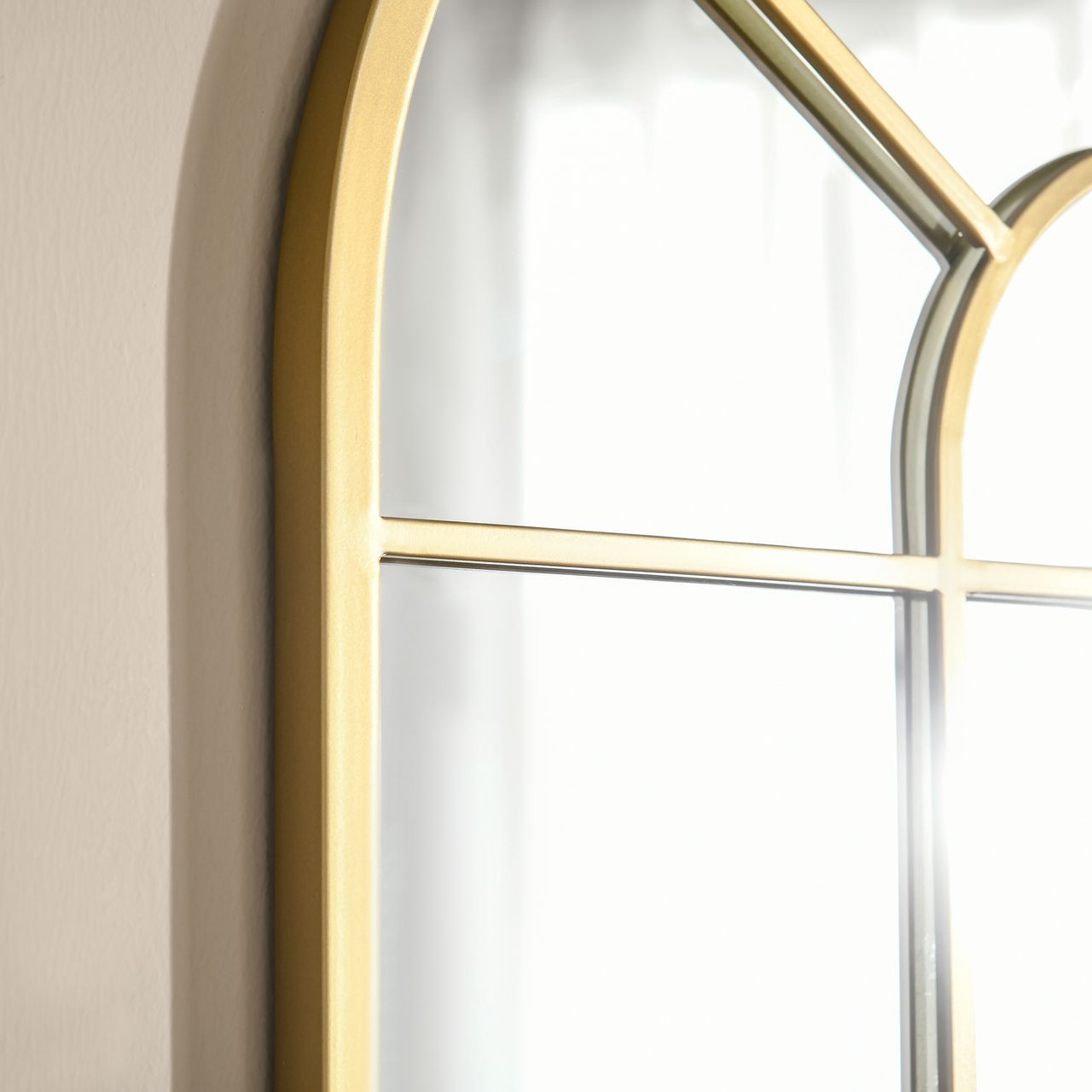 HOMCOM Wandspiegel Fensterspiegel 70 x 50cm Flurspiegel mit Metallrahmen Gold