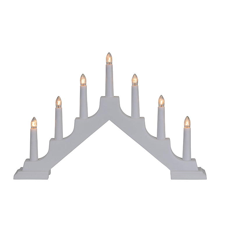 Home Adventsstake 7-armet, hvit plast, Trysil