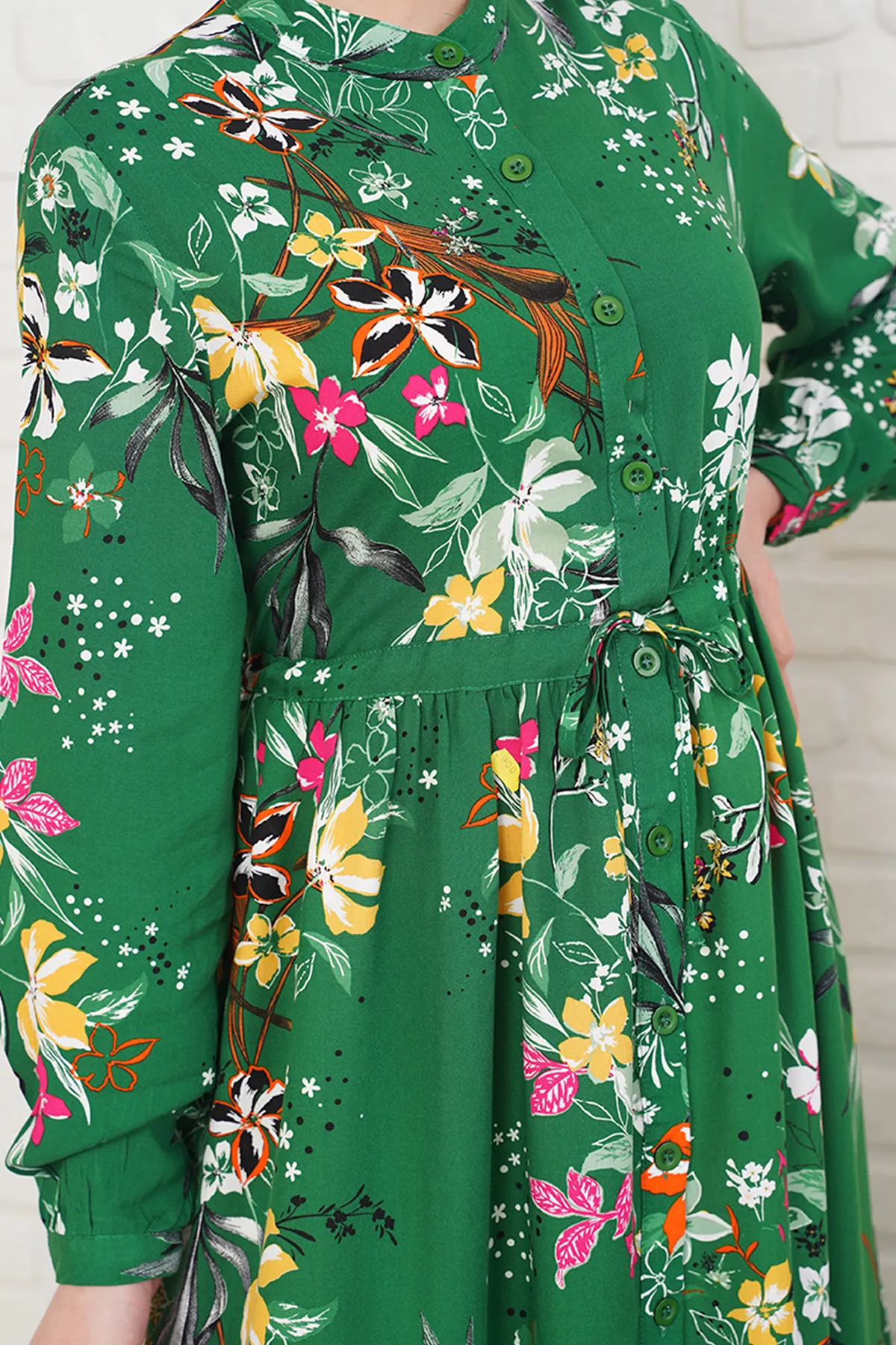 Bigdart  2144 Hijab-Kleid mit Richterkragen – Smaragdgrün