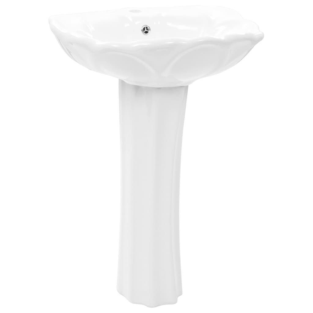 vidaXL Waschbecken Freistehendes Waschbecken mit Säule Keramik Weiß 580x510x200 mm