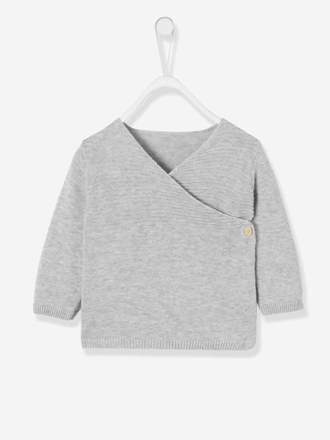 Brassière bébé naissance en tricot de coton bio bleu jean