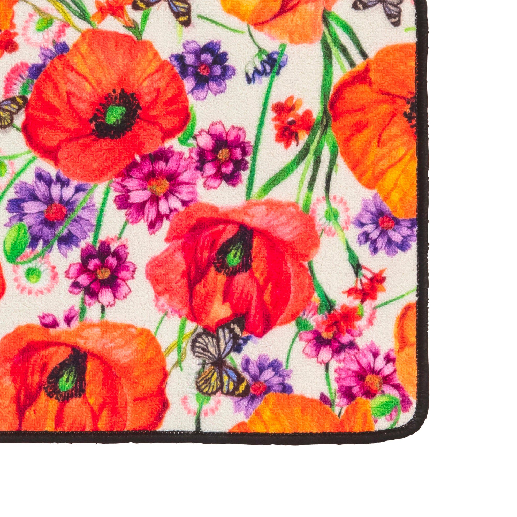 Tapis cuisine motif fleurs