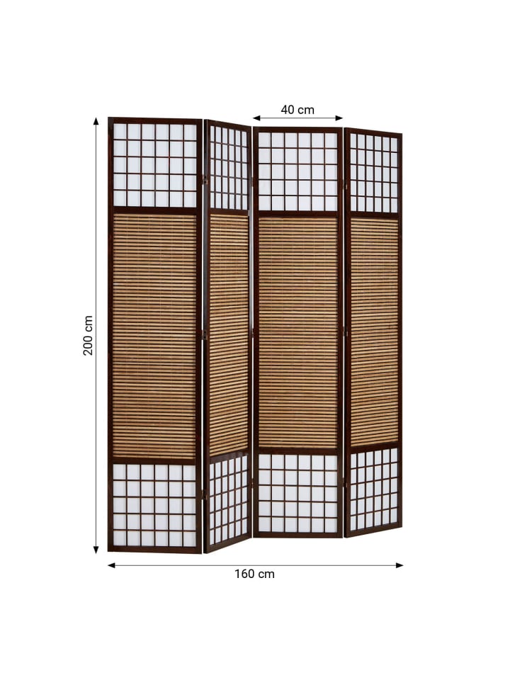 Homestyle4u 4-tlg. Paravent in Braun 172x200 günstig kaufen onesize