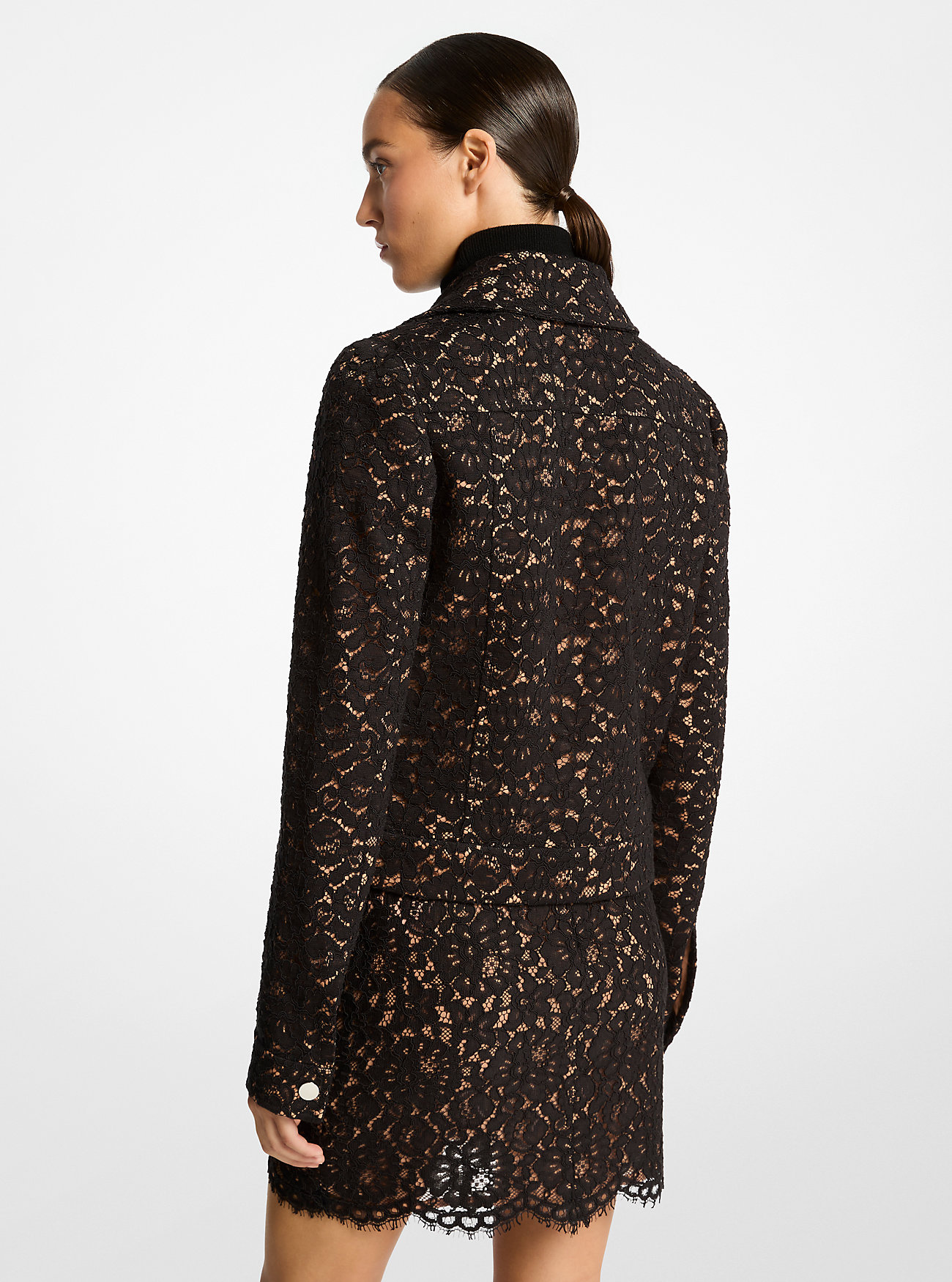 Corded Floral Lace Jacket - BLACK