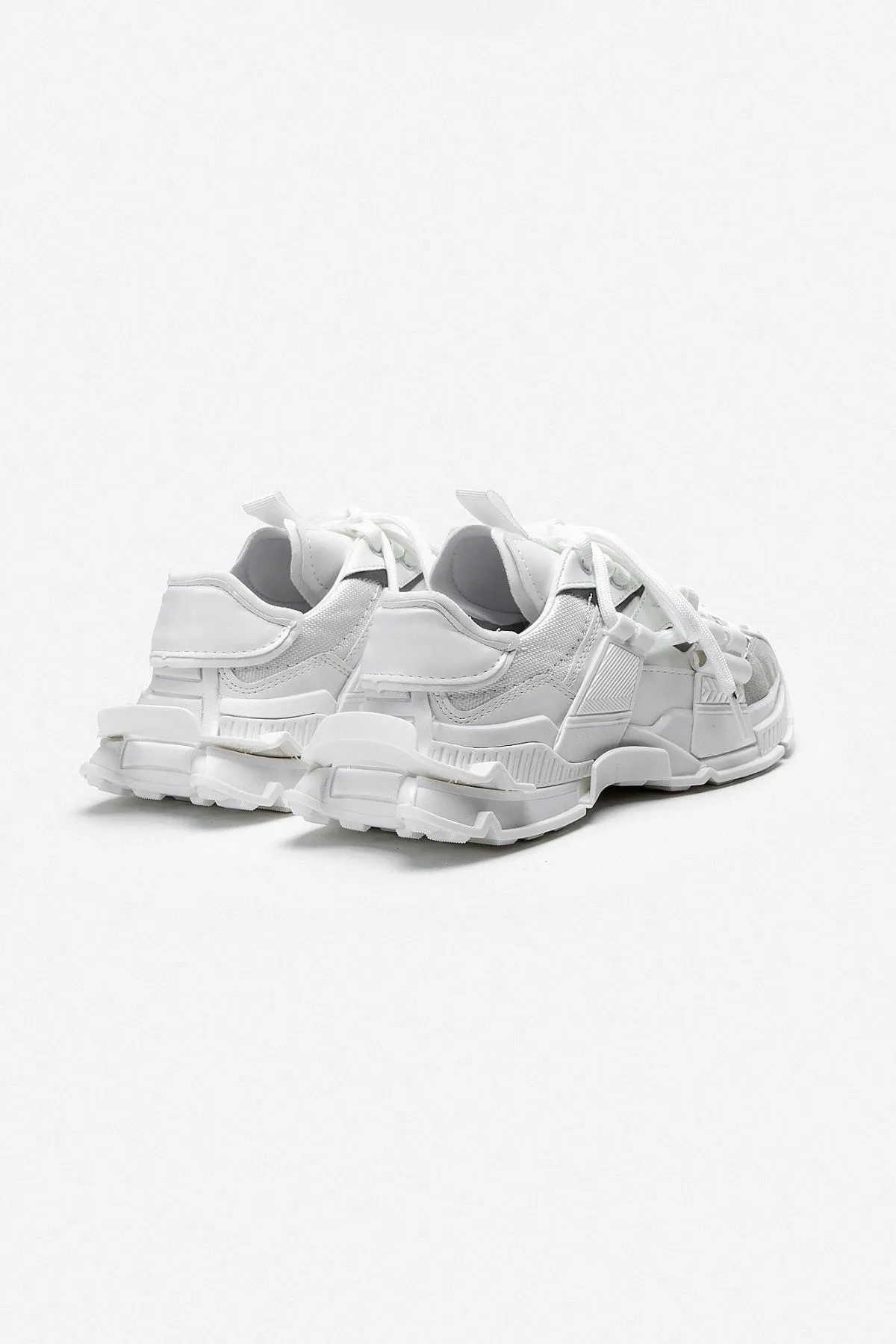 NİŞANTAŞI SHOES  Oslo Weiß Matte Spitze Detaillierte Damen-Sportschuhe mit dicker Sohle