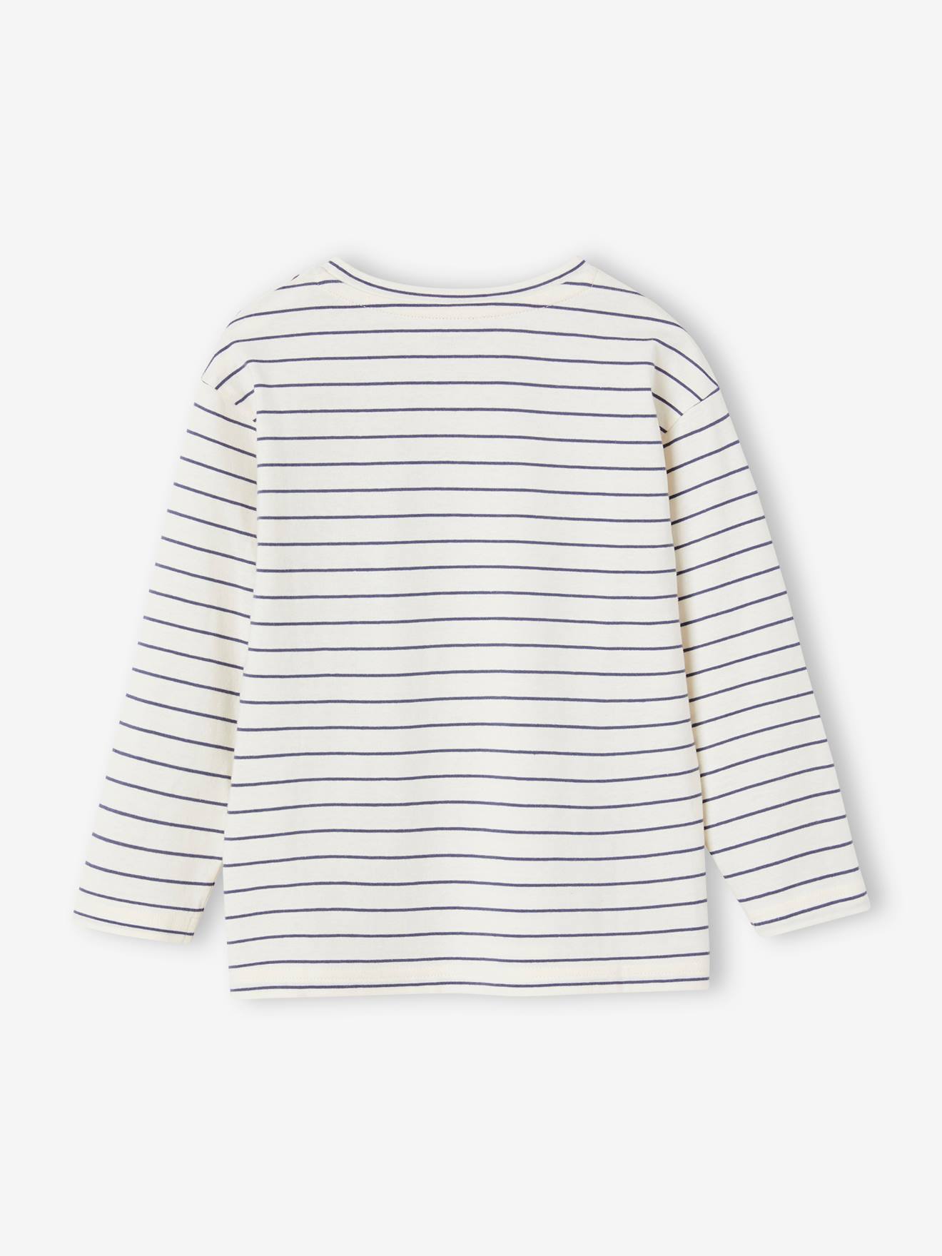 Vertbaudet Jungen Ringelshirt mit Recycling-Baumwolle, personalisierbar - schieferblau