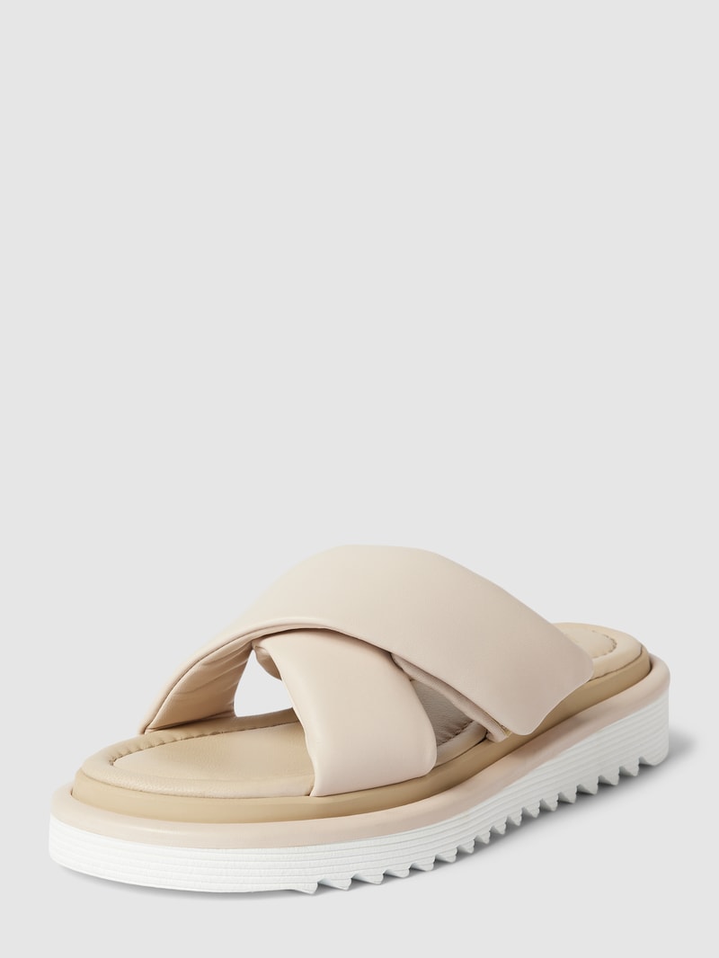Pantoletten mit breiten Riemen in beige