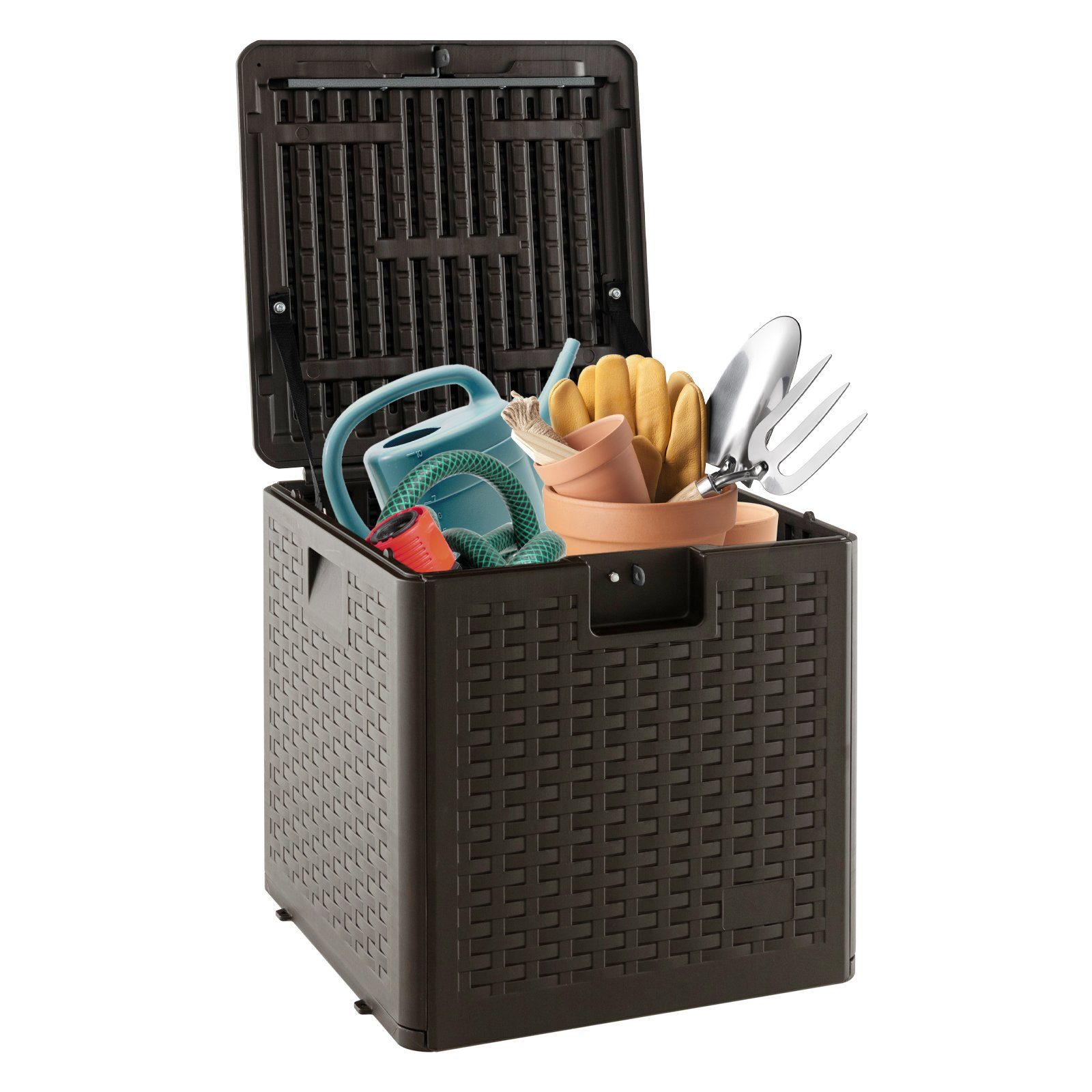 COSTWAY Auflagenbox Truhe, 106 L, abschließbar, 52 x 51 x 51 cm