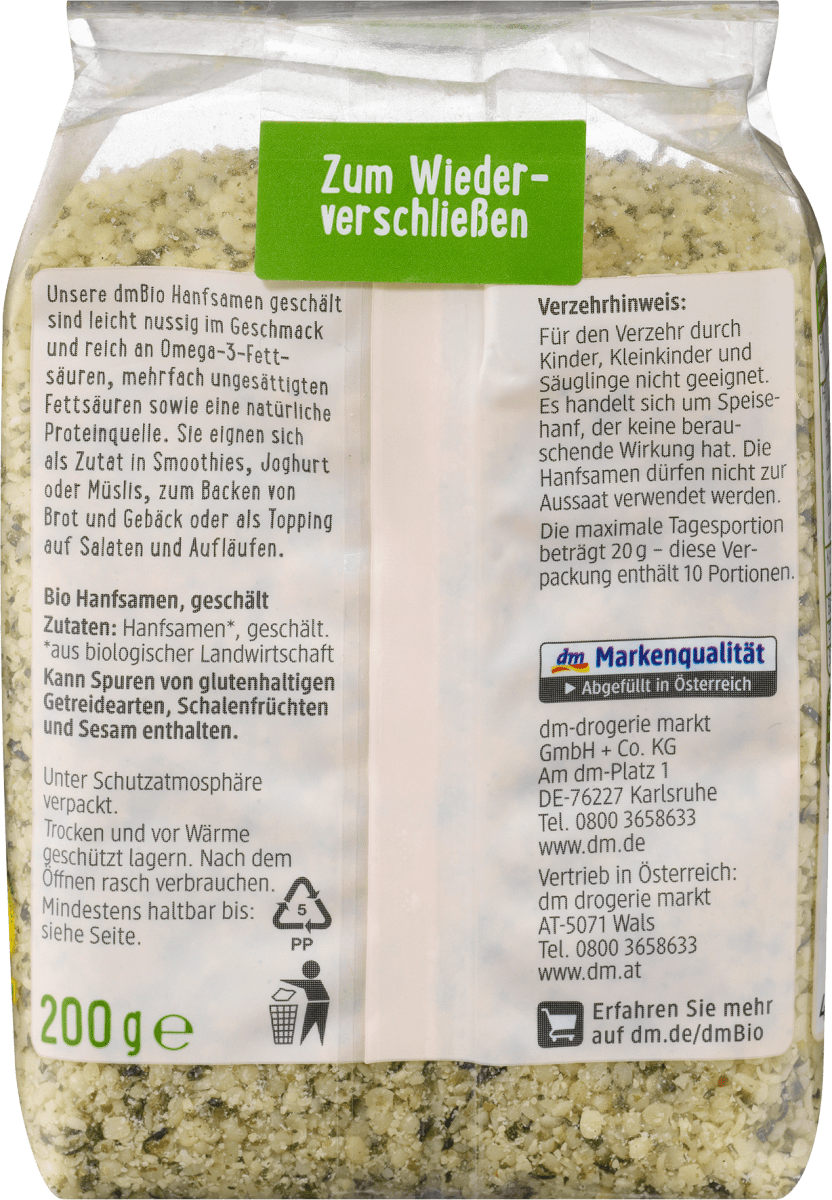 Hanfsamen, geschält, 200 g