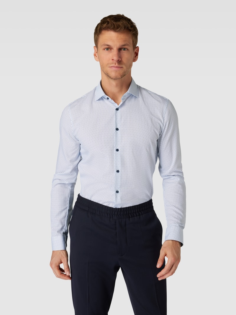 Super Slim Fit Business-Hemd mit Allover-Muster in bleu