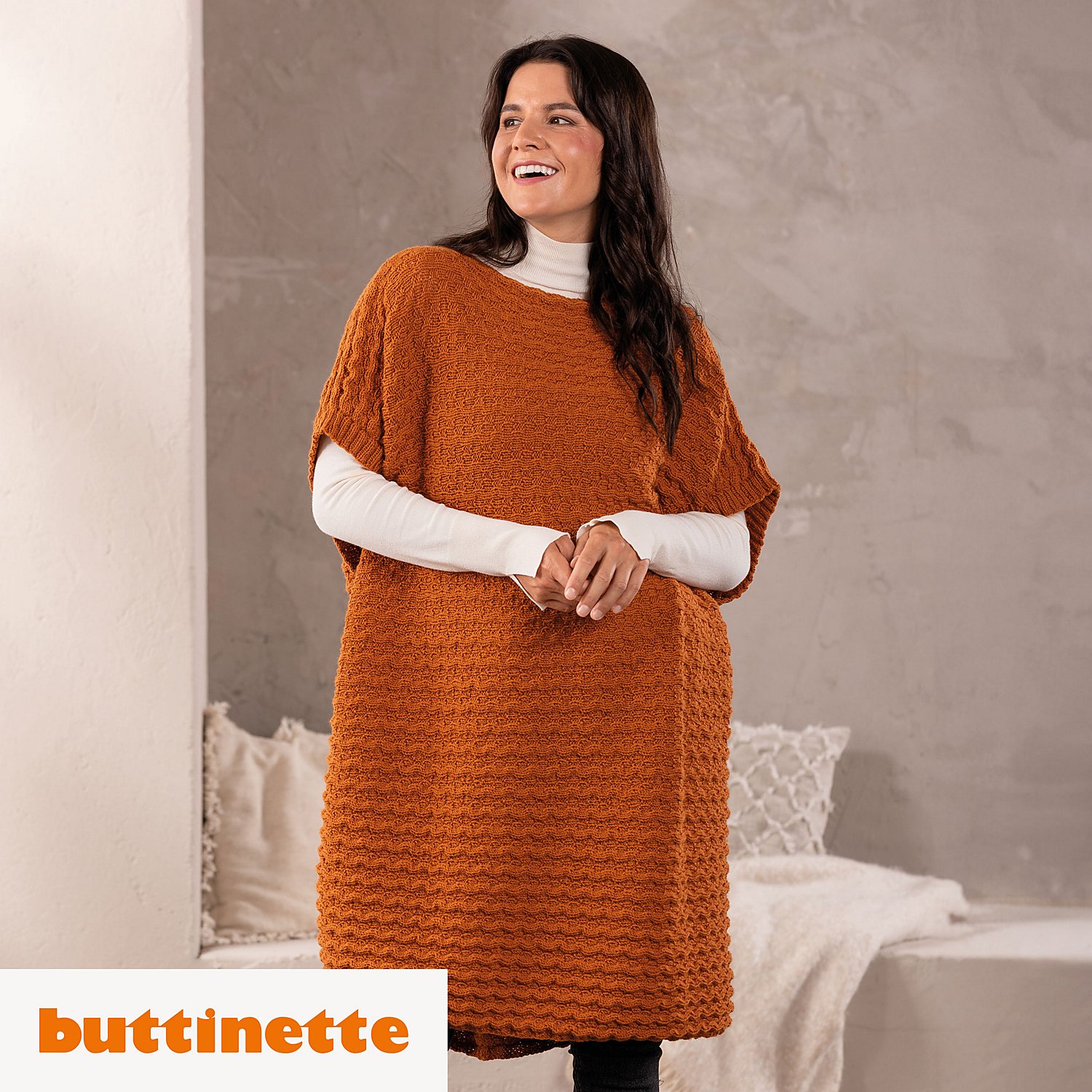 Strickanleitung – Quergestrickter Poncho aus Woll Butt Imke