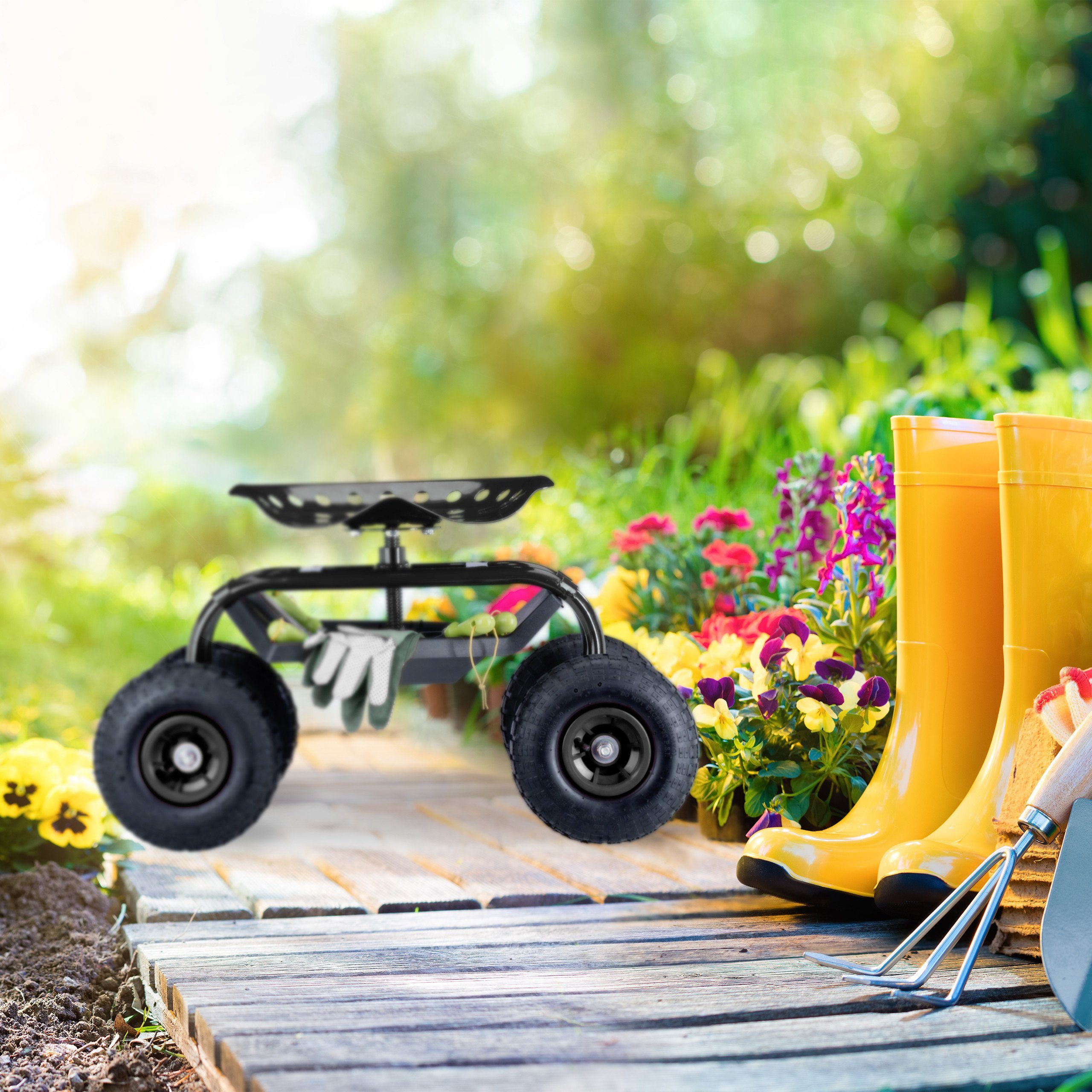 relaxdays Rollsitz Rollsitz für den Garten