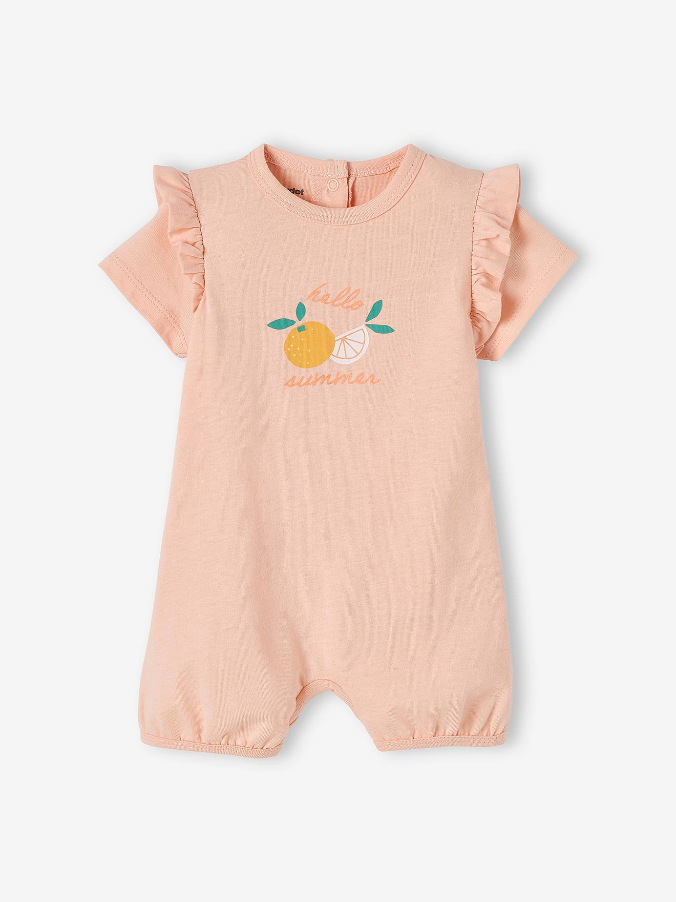 Lot de 2 pyjamas combishort bébé fille ouverture dos lot rose pâle