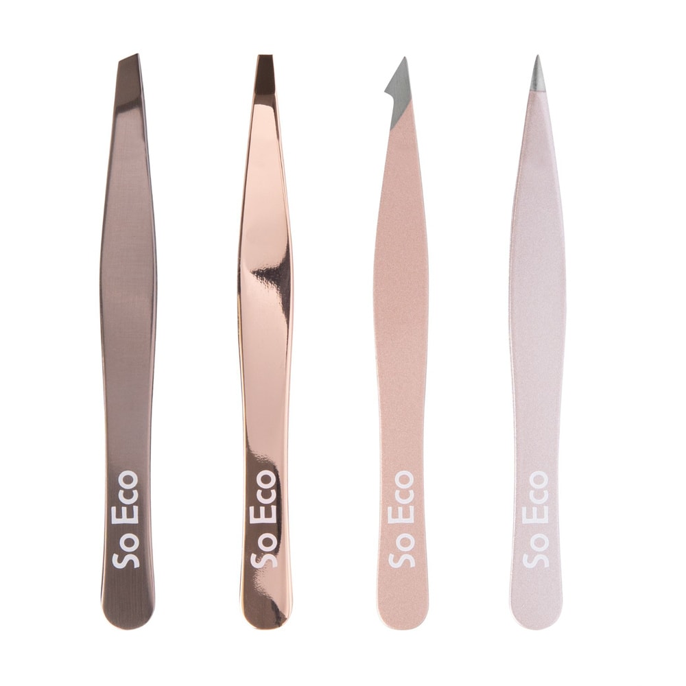 so eco Set de 4 pinces à épiler Rose Gold Pinces à épiler