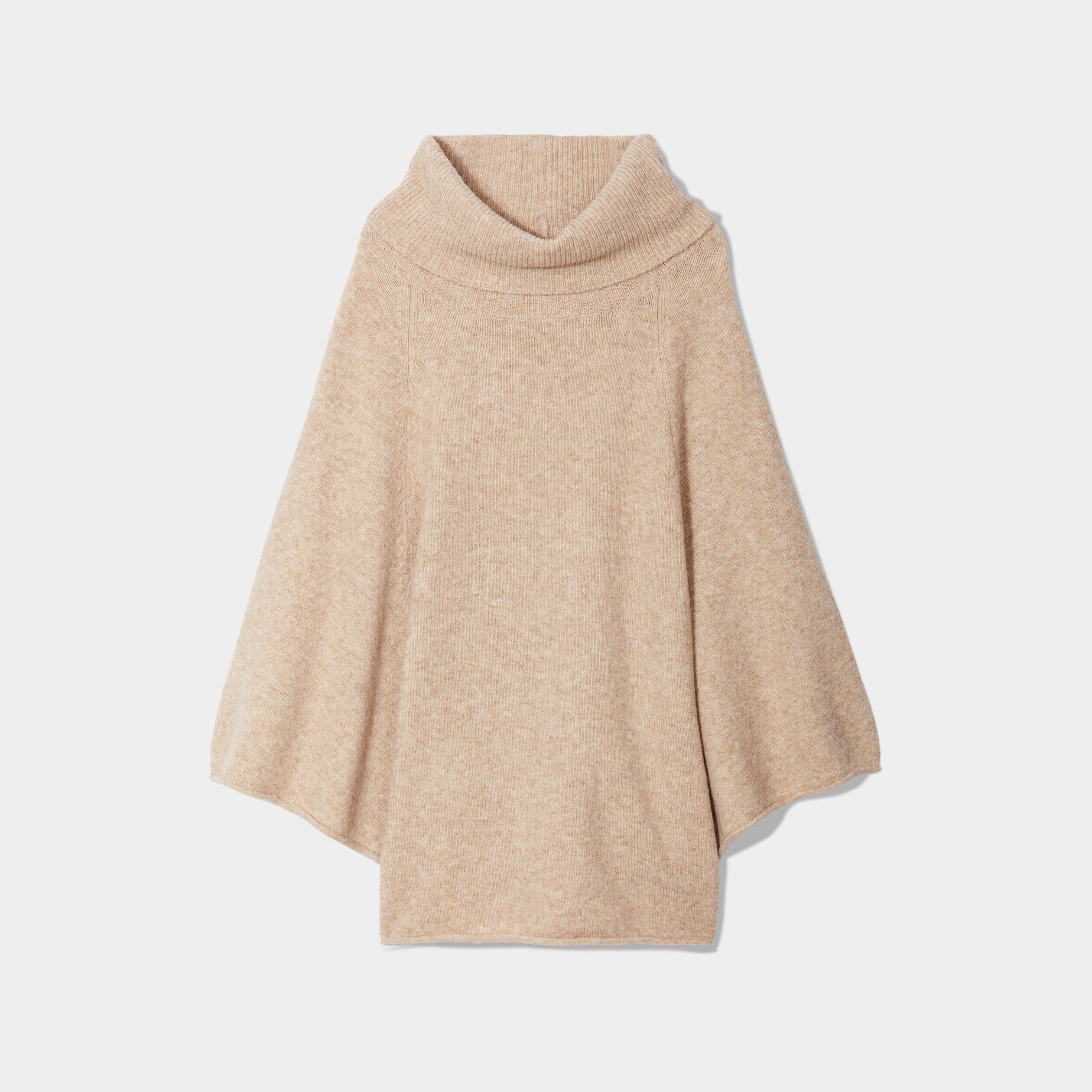 Poncho oversize col roulé beige femme | Cache Cache