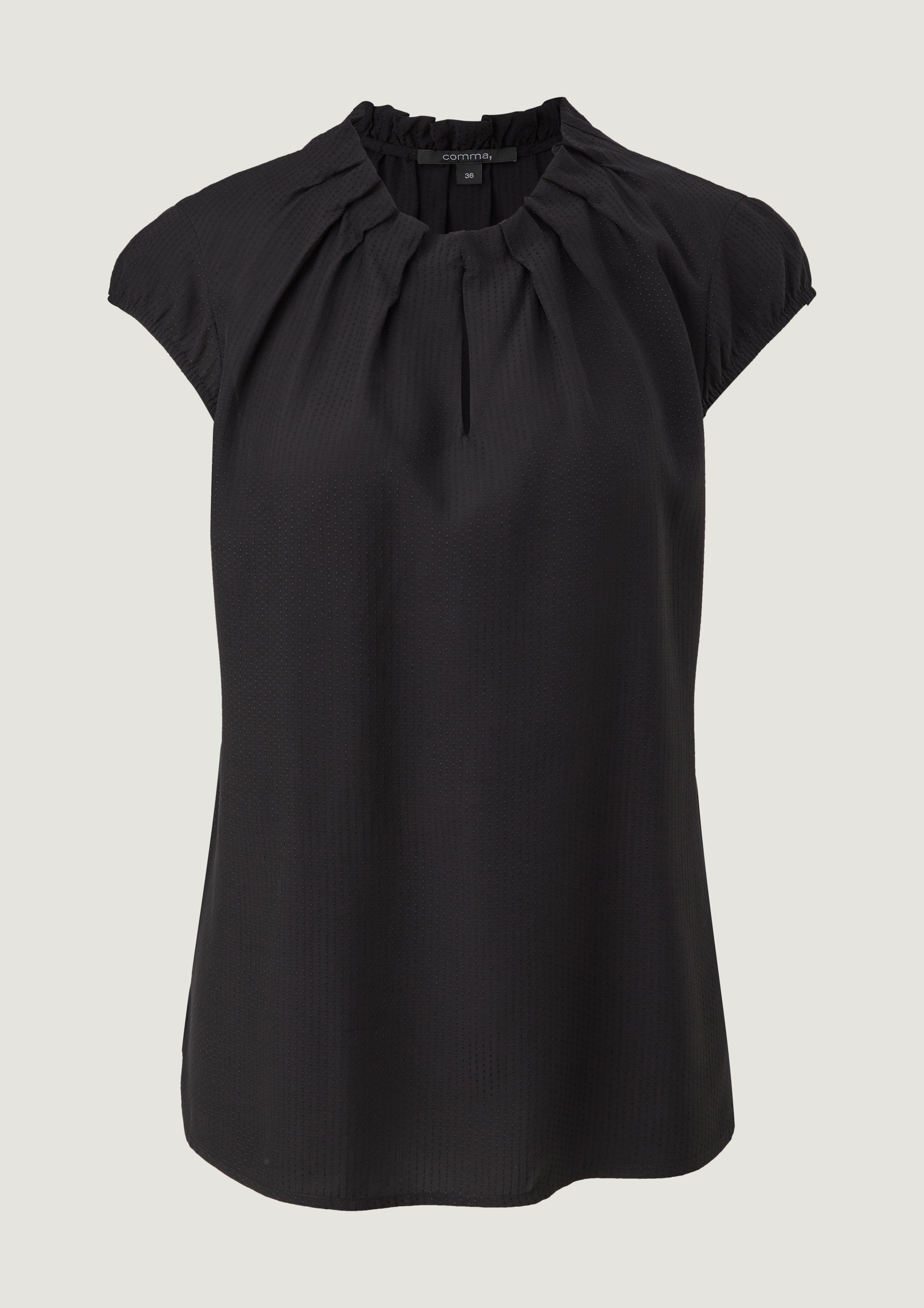 Viskosebluse mit Strukturmuster - schwarz