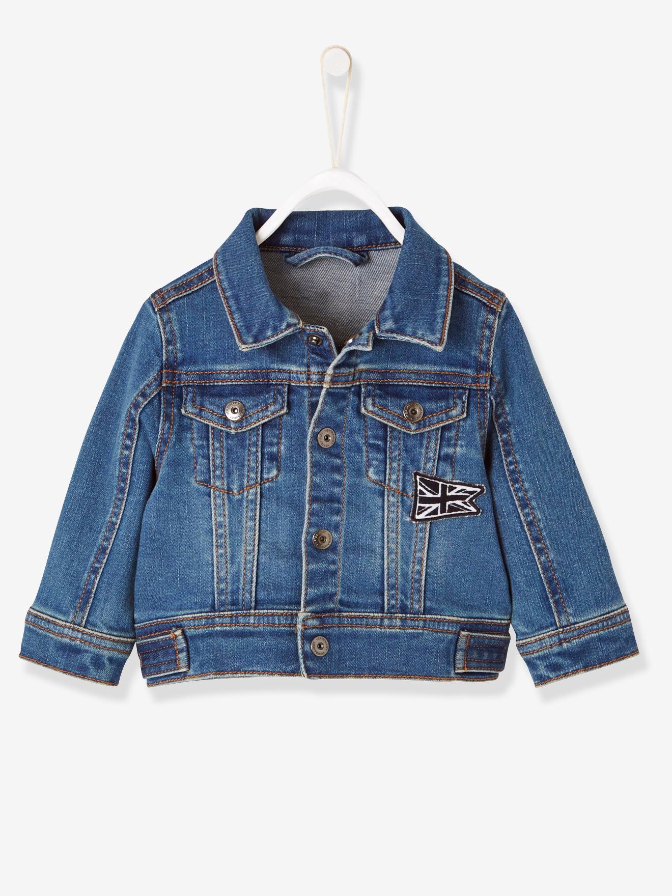 Veste en jean bébé garçon drapeau anglais denim stone