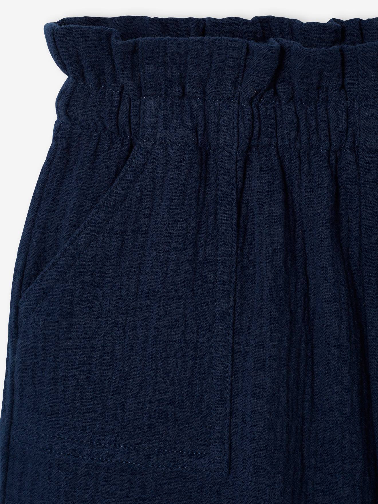 Ensemble t-shirt et short en gaze de coton fille pêche