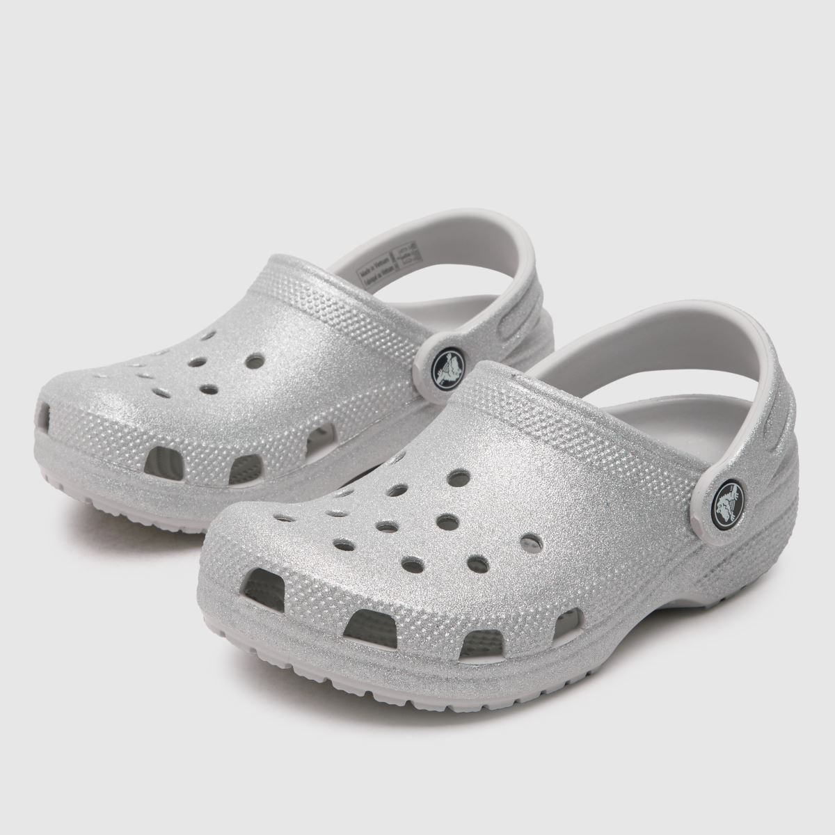 Crocs ezüst klasszikus csillámos klumpa lányok junior szandál