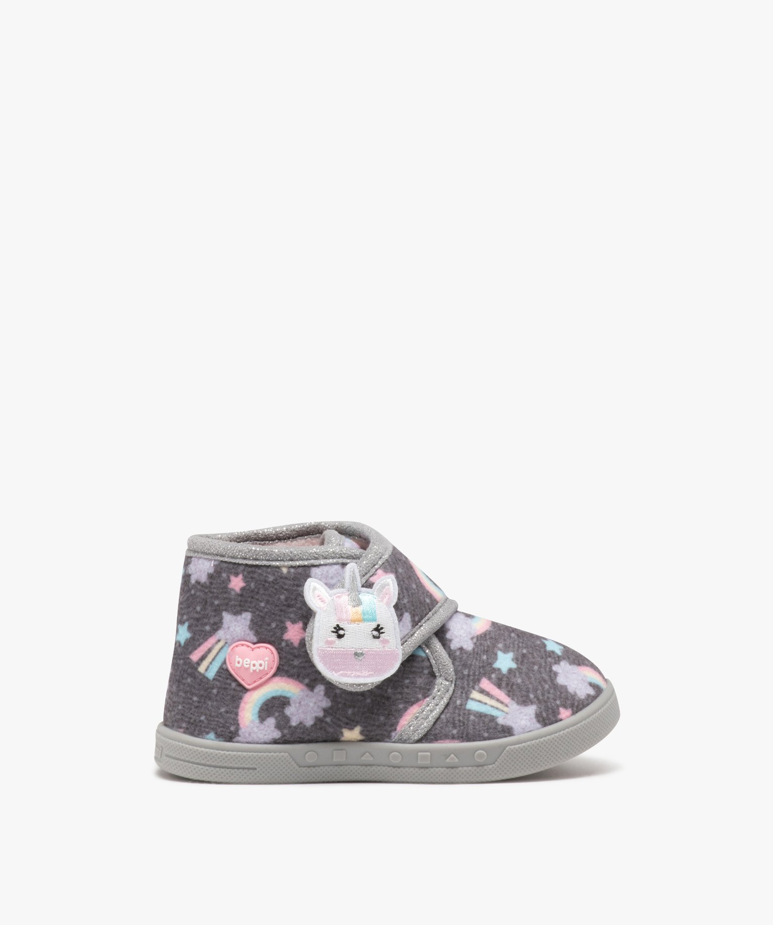 Chaussons bébé fille bottillons à scratch licorne - Beppi gris | GEMO