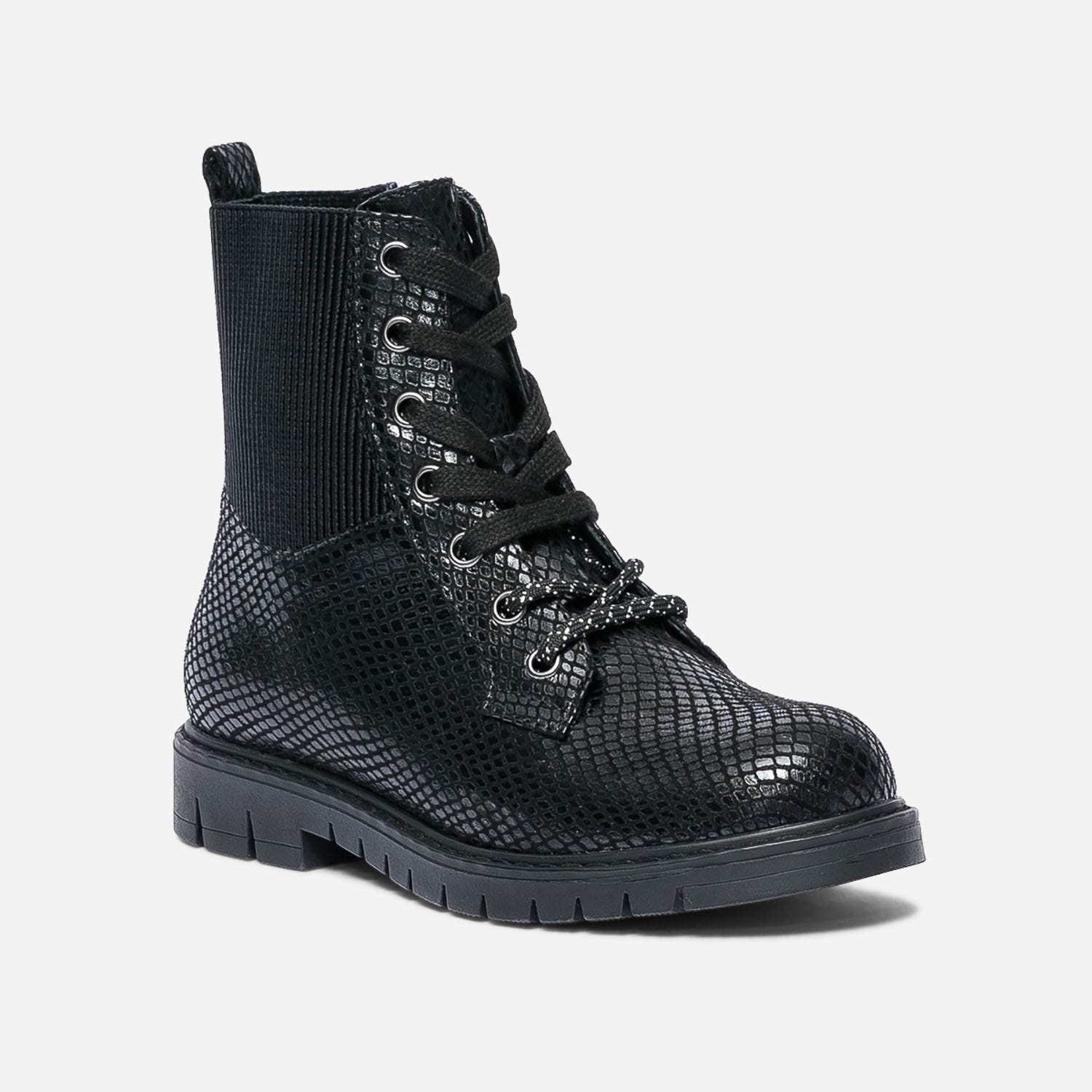 Bottine-chaussette noire à lacet