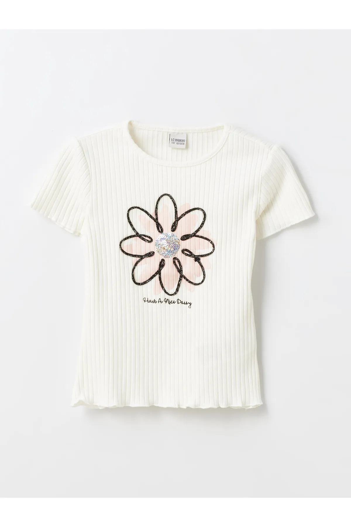 LC Waikiki  Bedrucktes kurzärmliges Mädchen-T-Shirt mit Rundhalsausschnitt