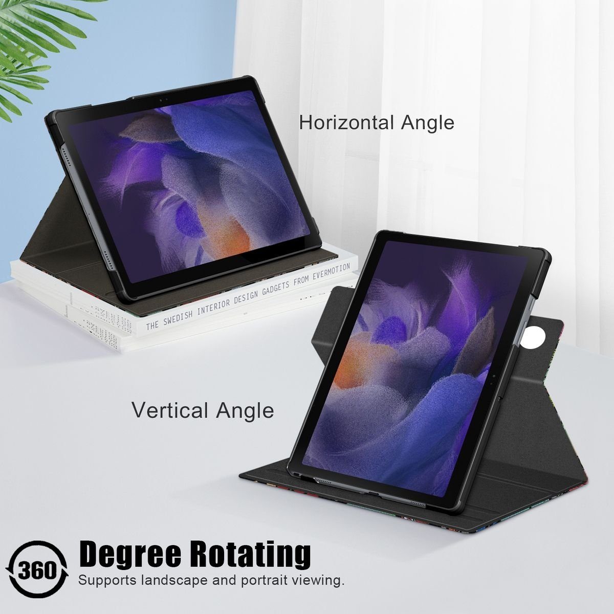 Wigento Tablet-Hülle Für Samsung Galaxy Tab A8 2021 10.5 Zoll 360 Grad Rotation Tablet Tasche Hülle Case Cover Etui Schutz Motiv 2 Neu