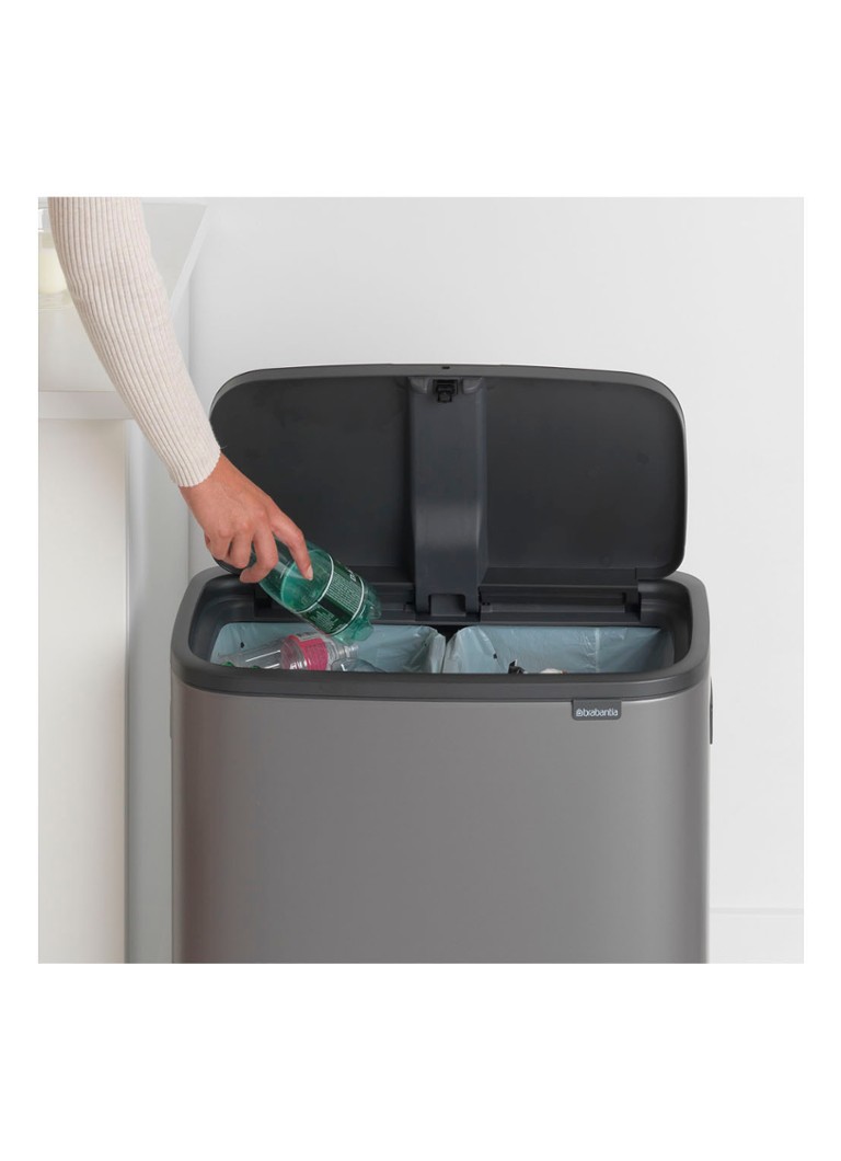 Kosz Brabantia Bo Touch Bin z pokrywą, 2 x 30 litrów, pojemnik na odpady z podwójnym podziałem