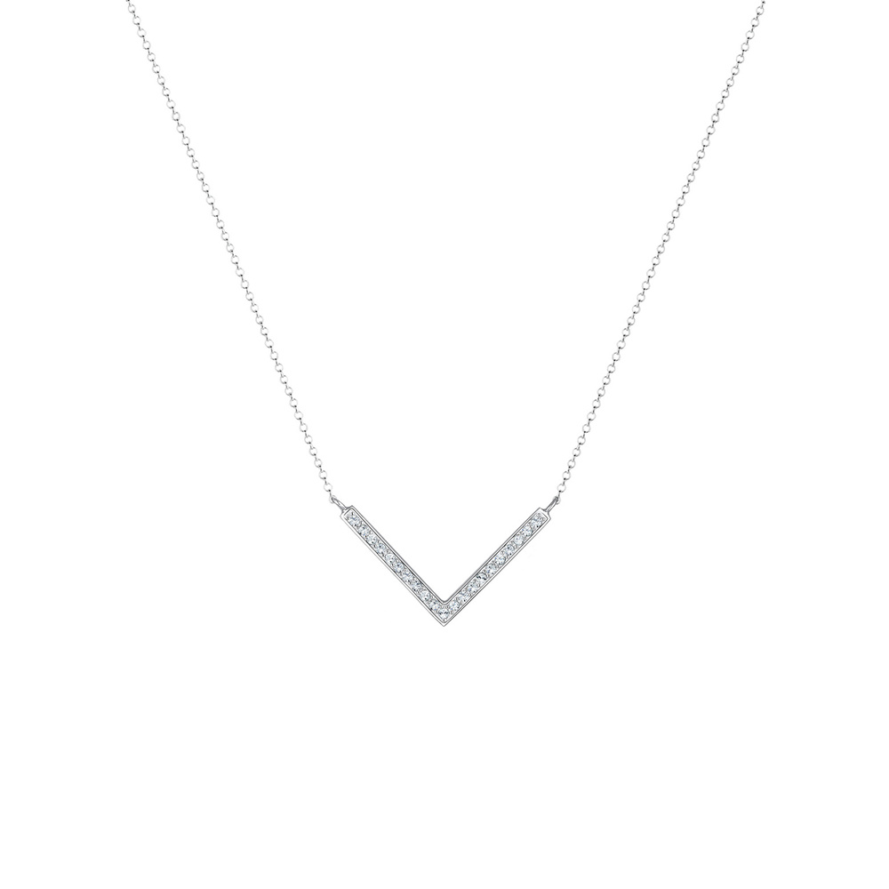 Elli Elli Collier Femme Pendentif en V Tendance avec Cristaux en Argent Sterling 925 collier